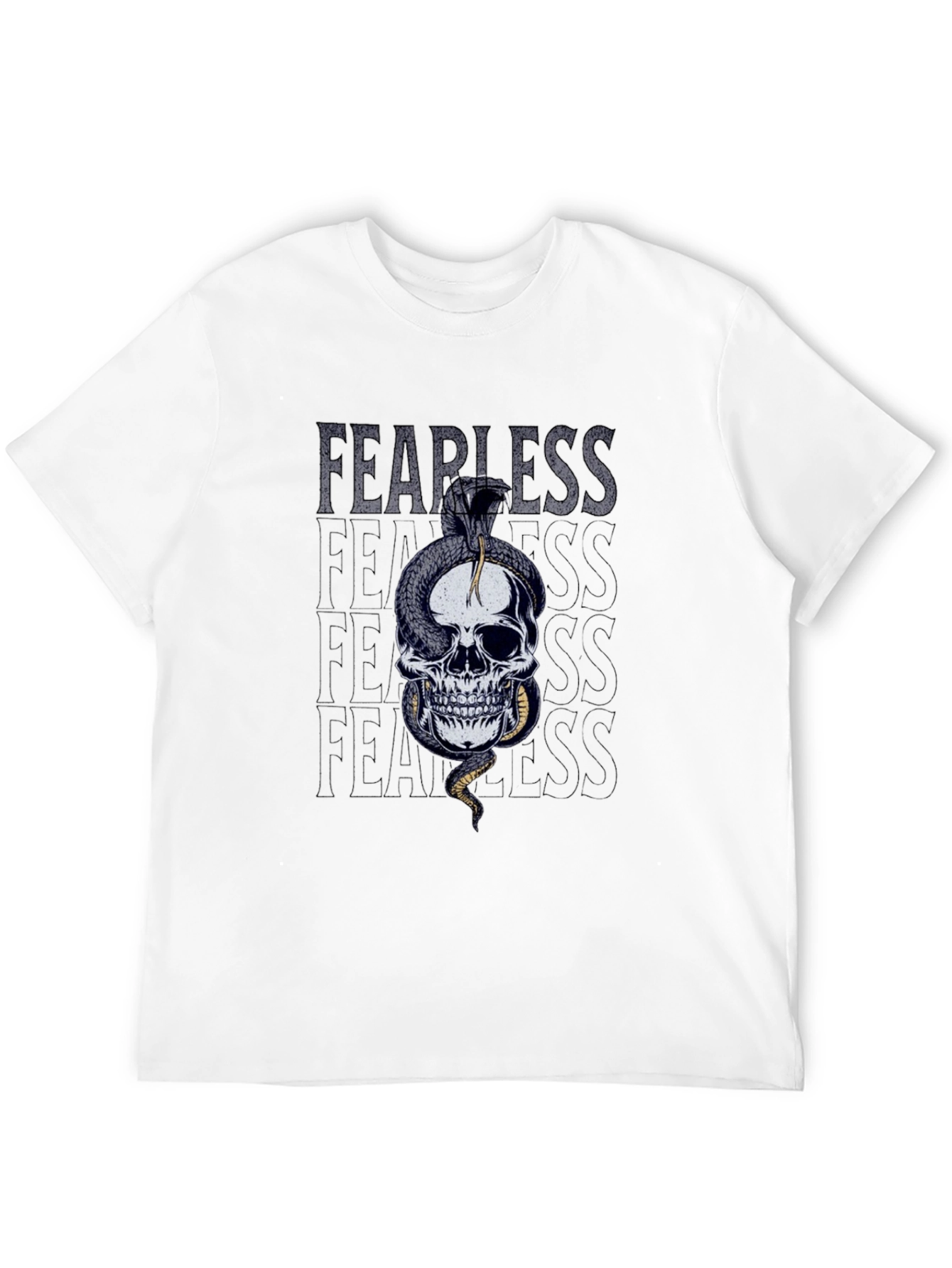 Black Fearless Skull Snake Graphic T-Shirt view 12