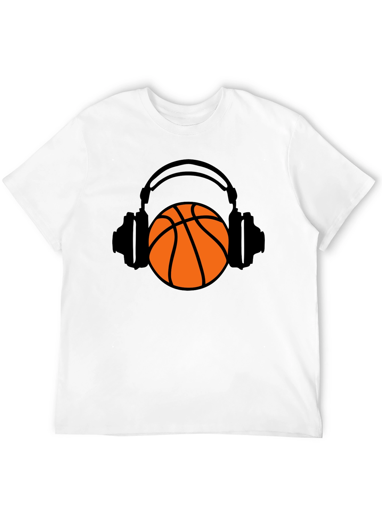 Black Basketball Headphones Graphic T-Shirt view 12