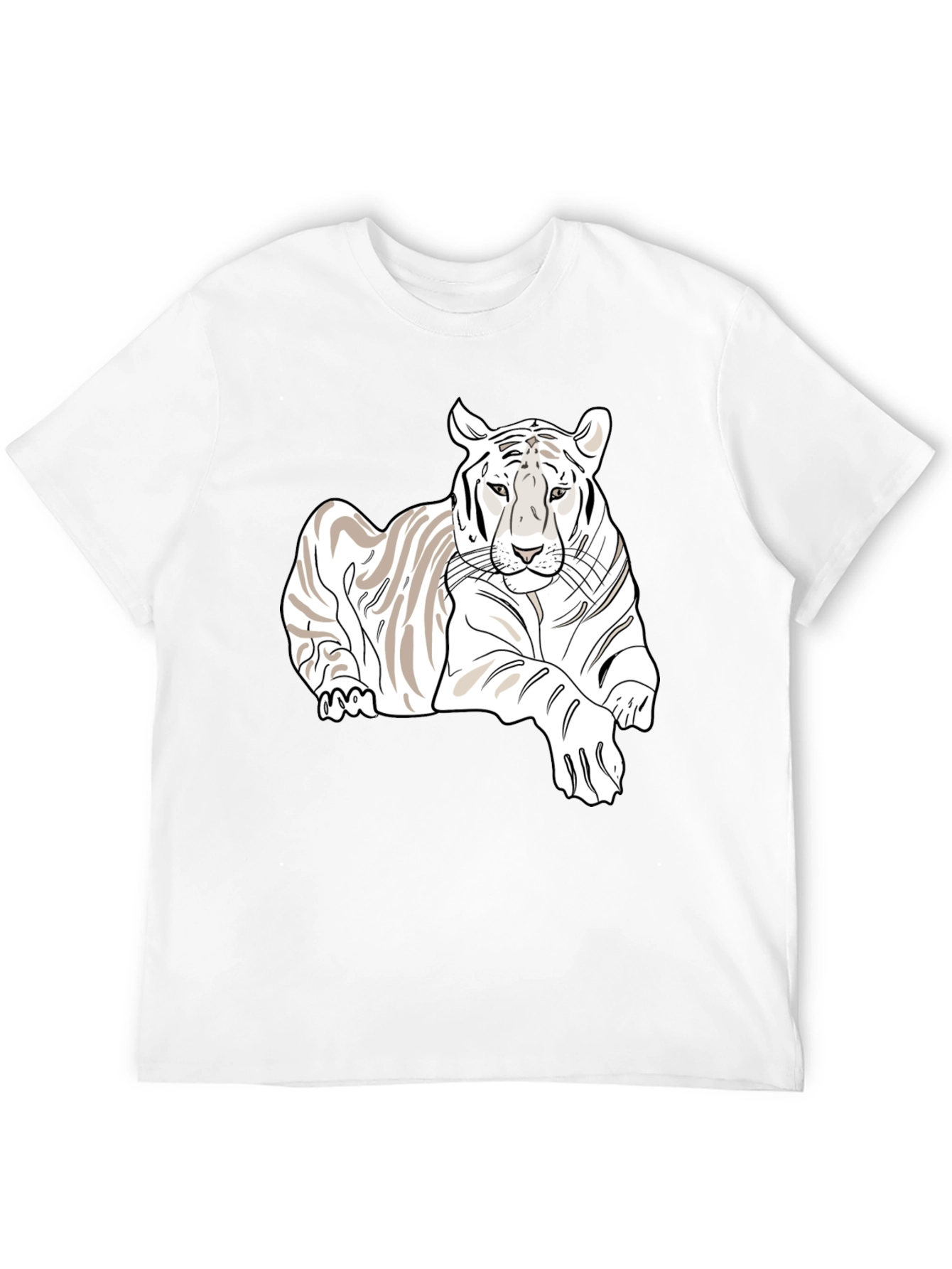 Black White Tiger Graphic Tee - Stylish Men's Black T-Shirt view 12