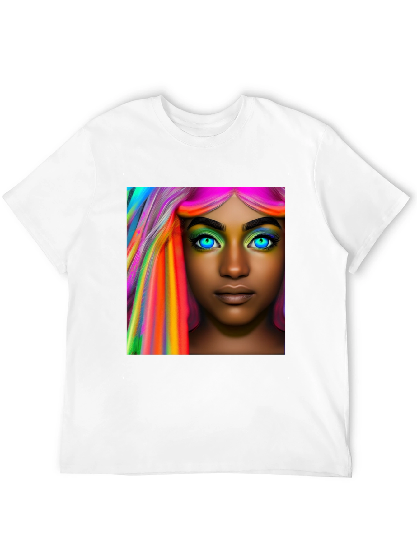 Black Vibrant Hair Portrait T-Shirt - Artistic Style view 12