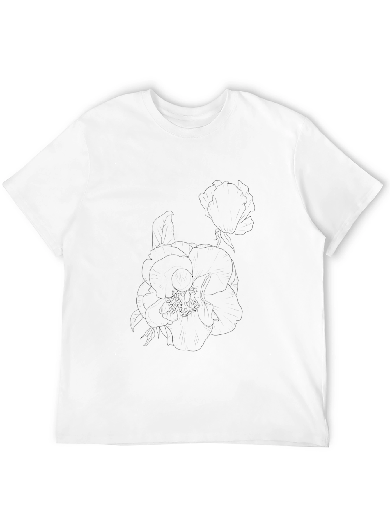 Black Men's Black Floral Outline Graphic Tee view 12