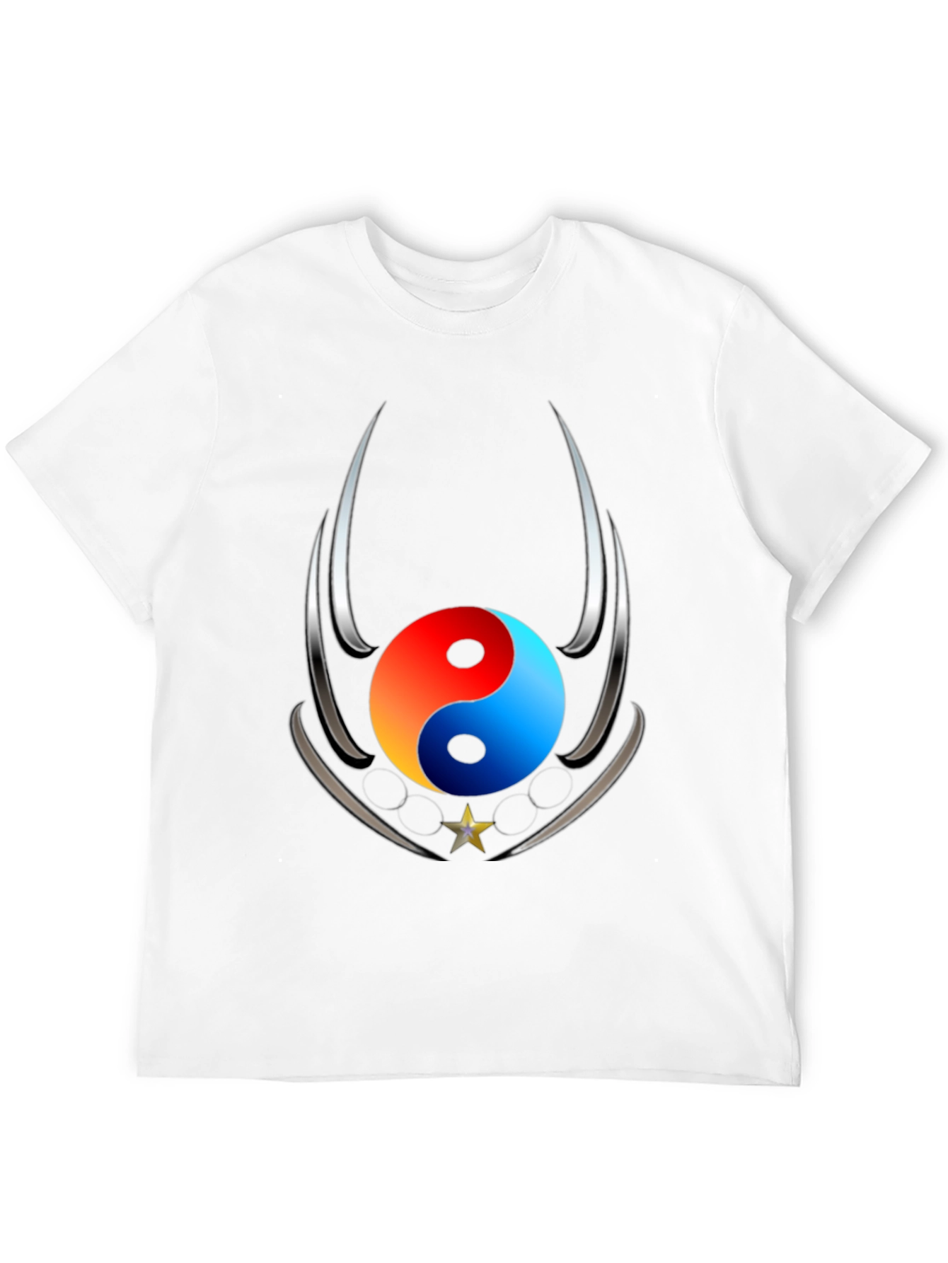 Black Yin Yang Star Graphic Black T-Shirt view 12