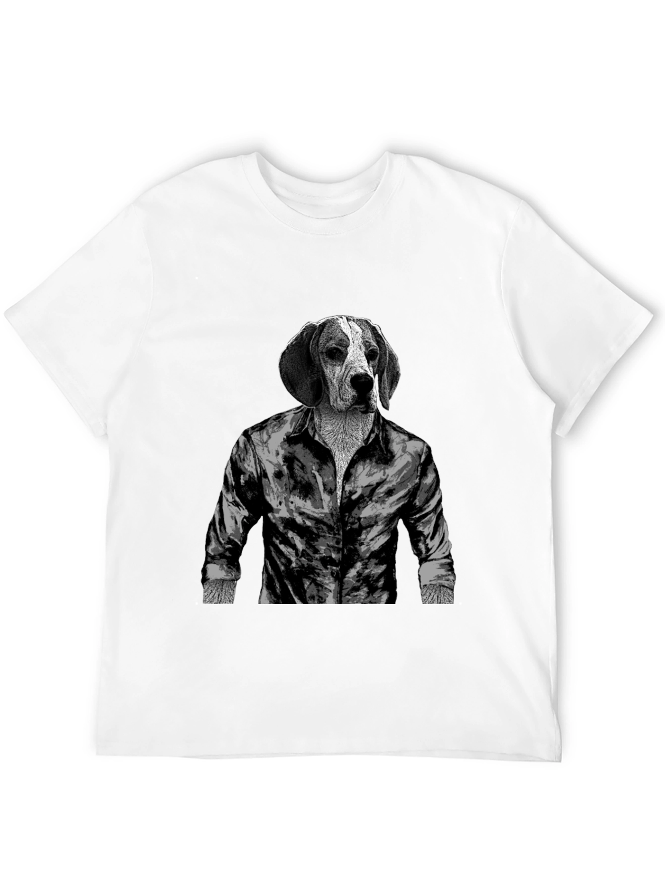 Black Dog-Man T-Shirt: Hound in Button-Down view 12