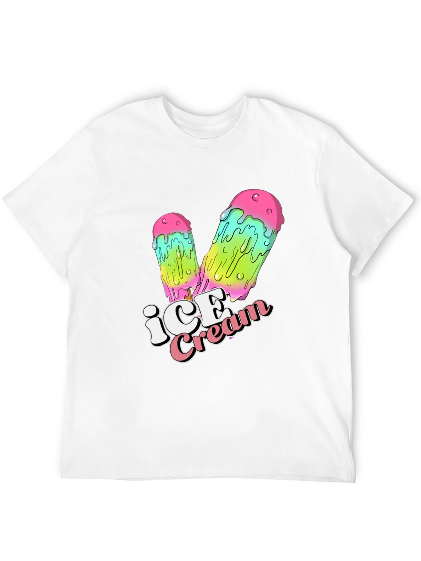 Black Ice Cream Drip Graphic Black T-Shirt view 12