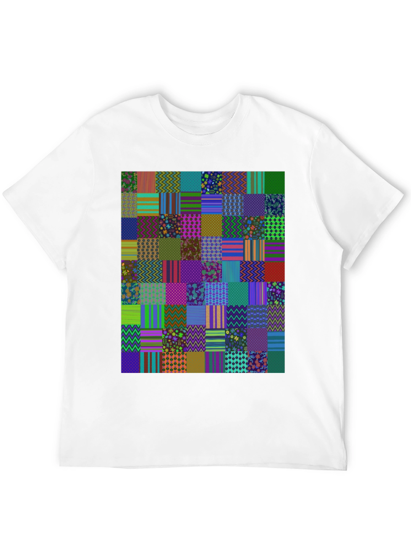 Black Colorful Patchwork Pattern Tee view 12