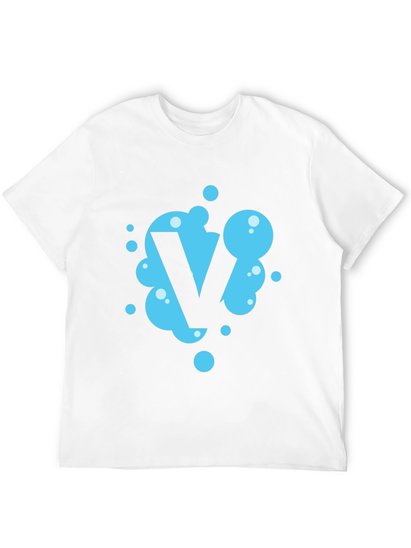 Black Cool Blue Bubble Letter V Black T-Shirt view 12