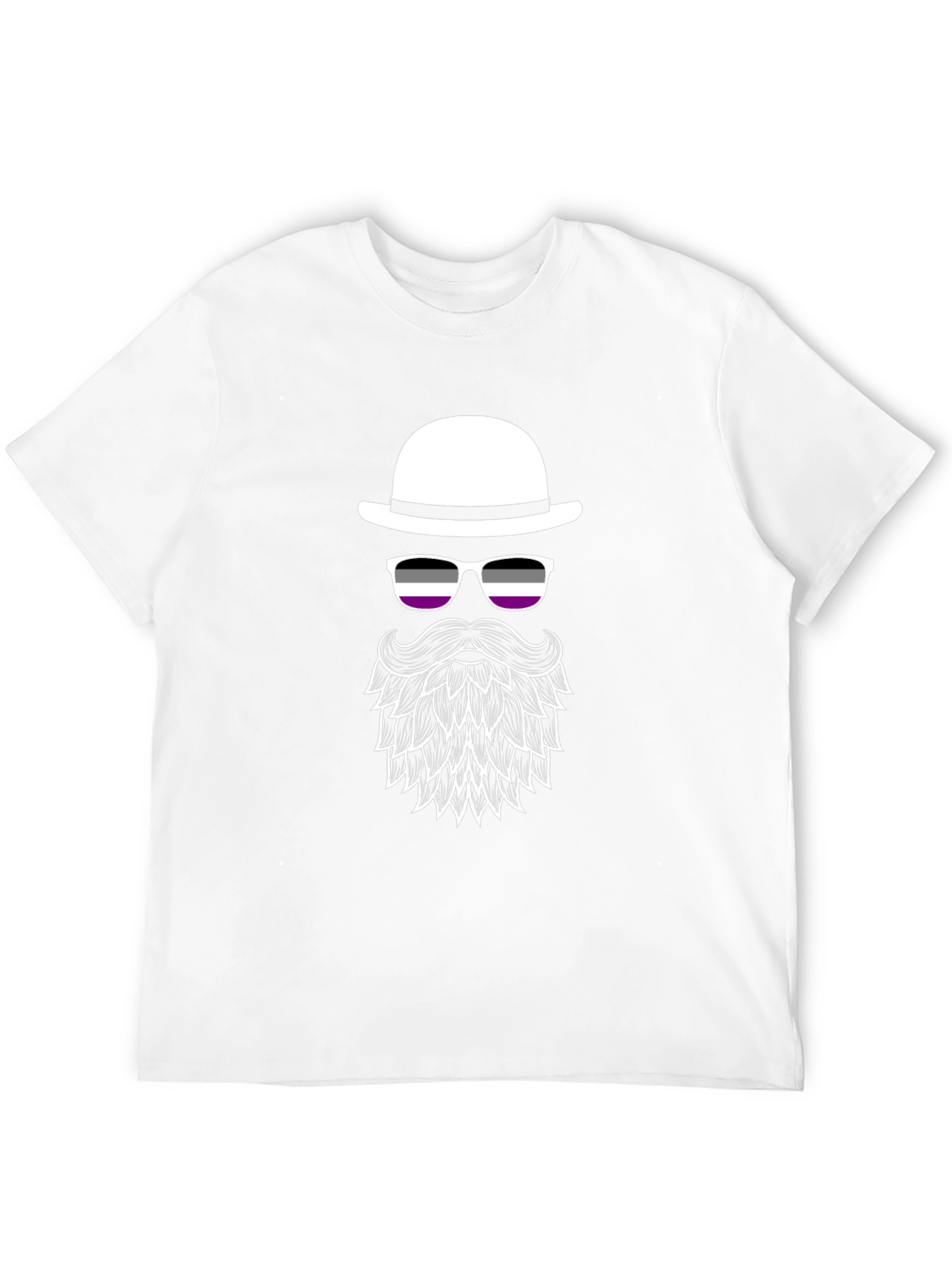 Black Asexual Pride Bowler Hat & Beard T-Shirt view 12