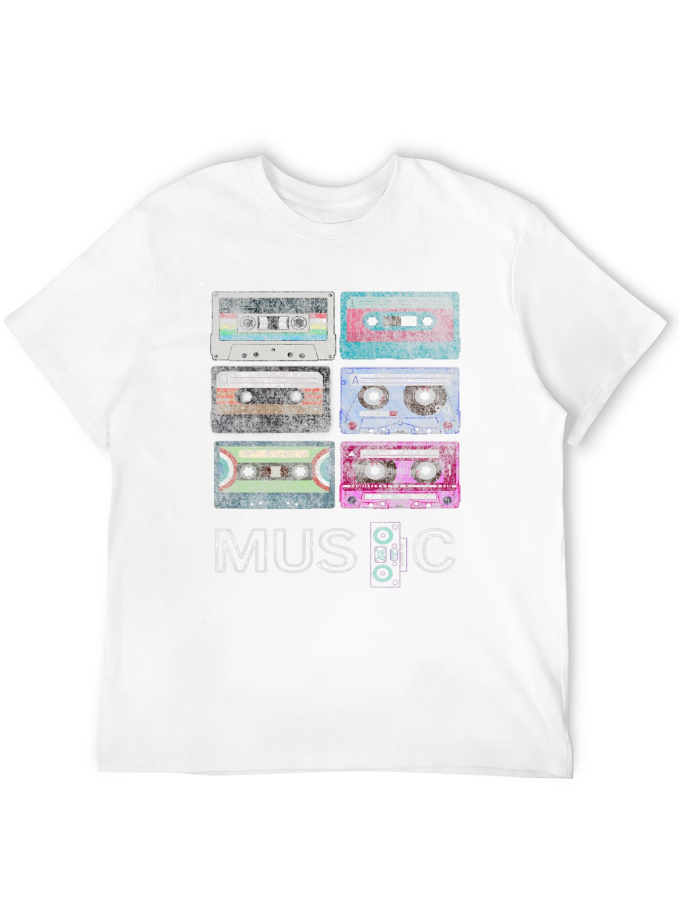 Black Vintage Cassette Tapes Graphic Tee - Retro Music Lover Shirt view 12