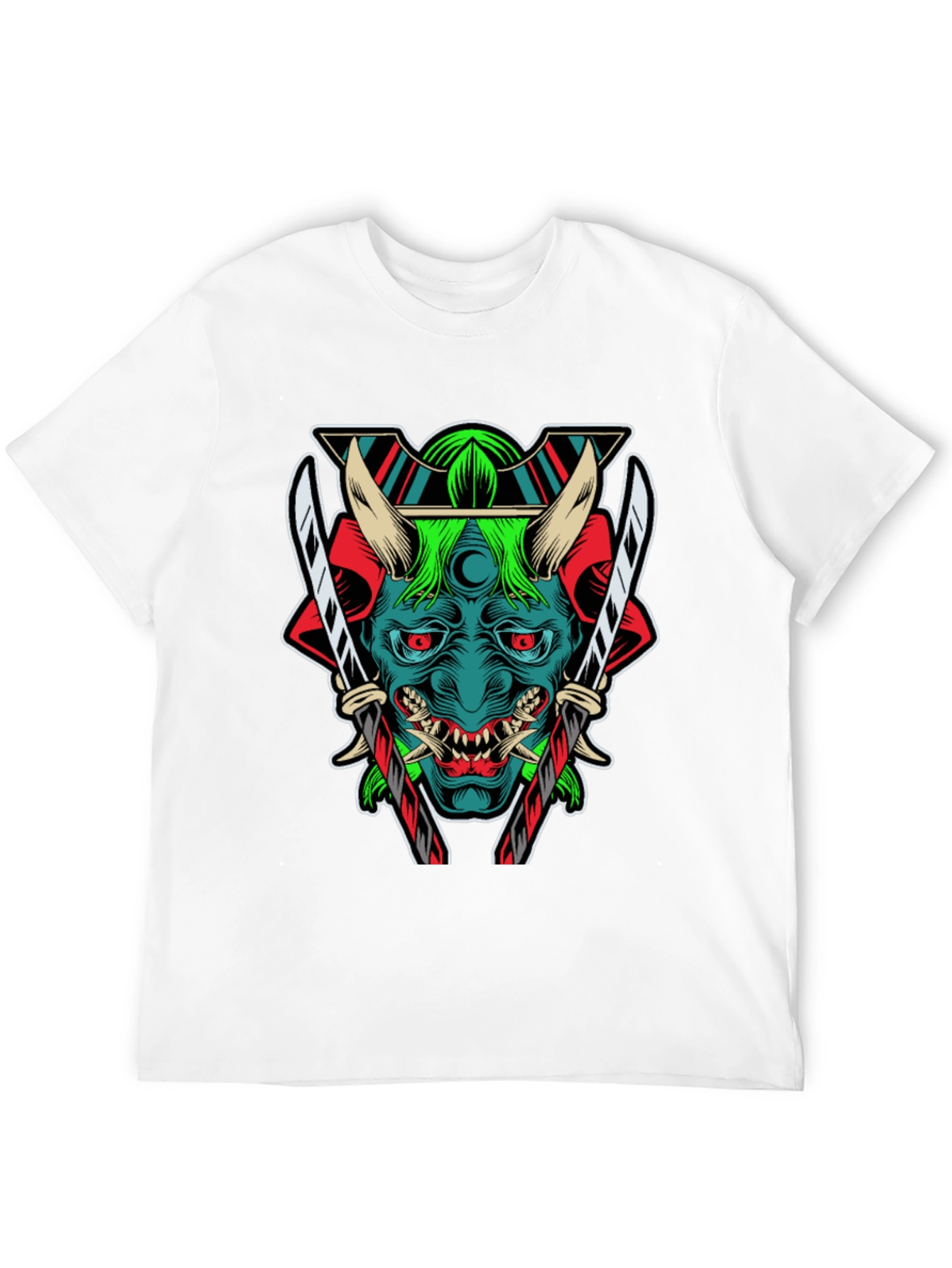 Black Samurai Demon Graphic Print T-Shirt view 12