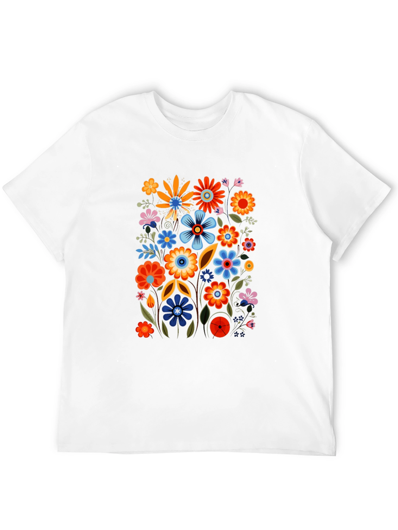 Black Floral Black Tee - Colorful Flower Power Shirt view 12