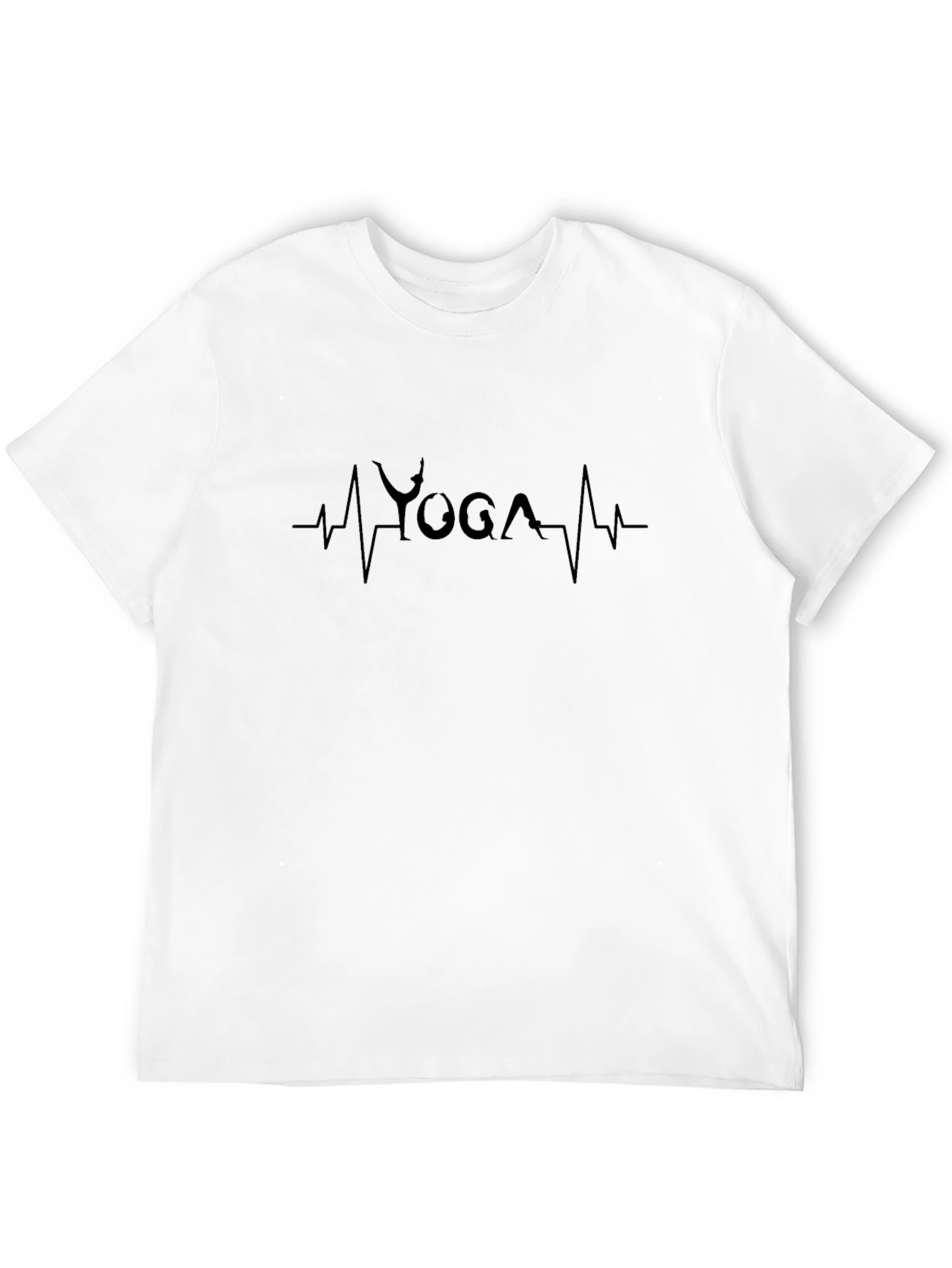 Black Yoga Heartbeat Tee - Relaxed Fit Black T-Shirt view 12