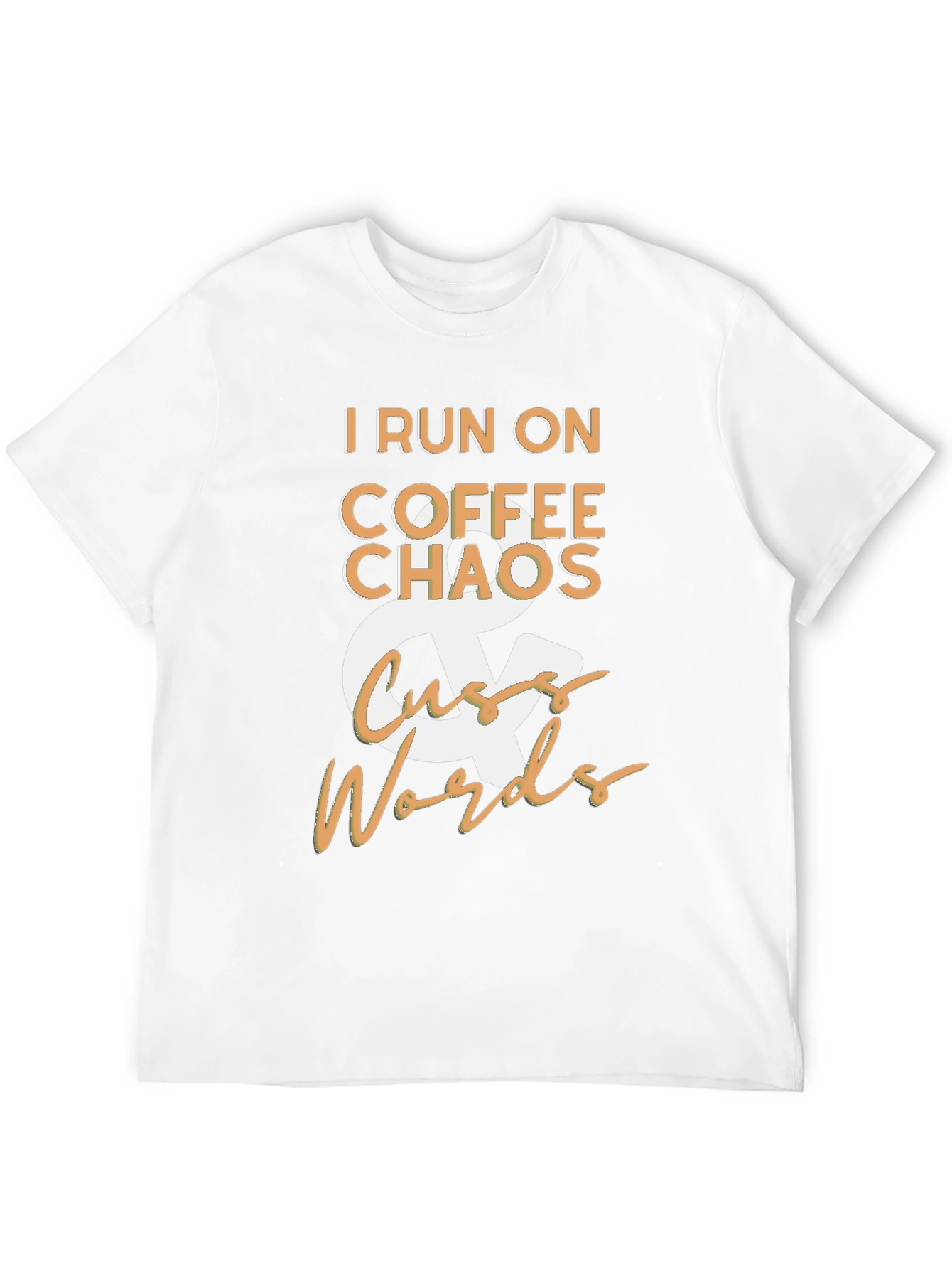 Black I Run On Coffee Chaos & Cuss Words Black T-Shirt view 12