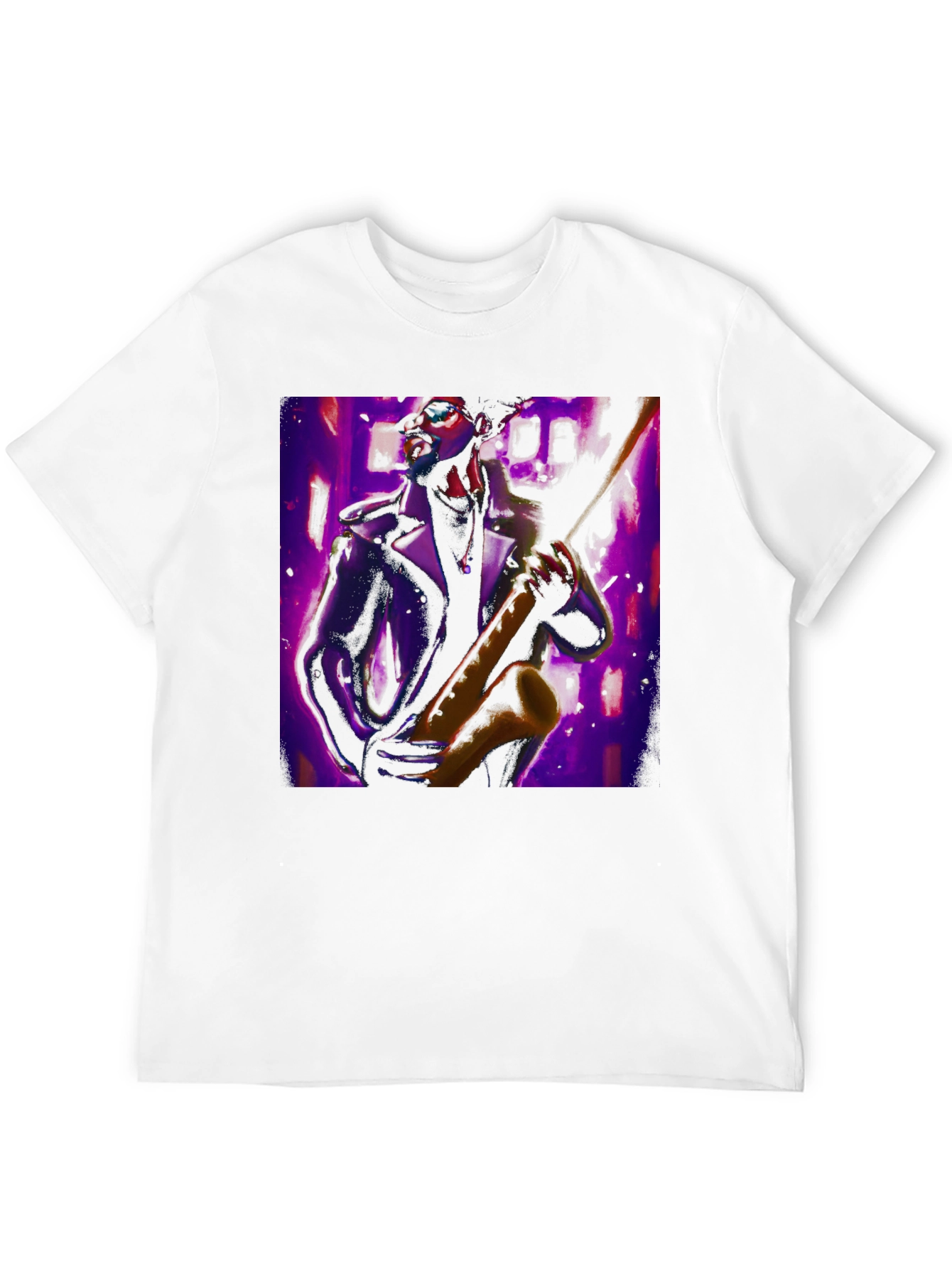 Black Jazz Saxophone Player Graphic Tee view 12