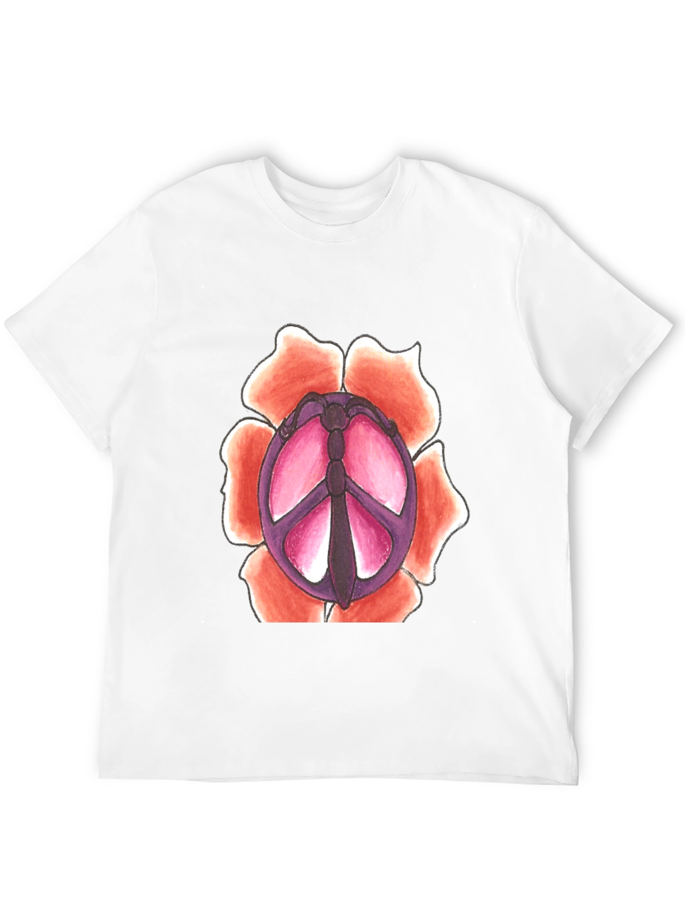 Black Peace Sign Flower Graphic T-Shirt view 12