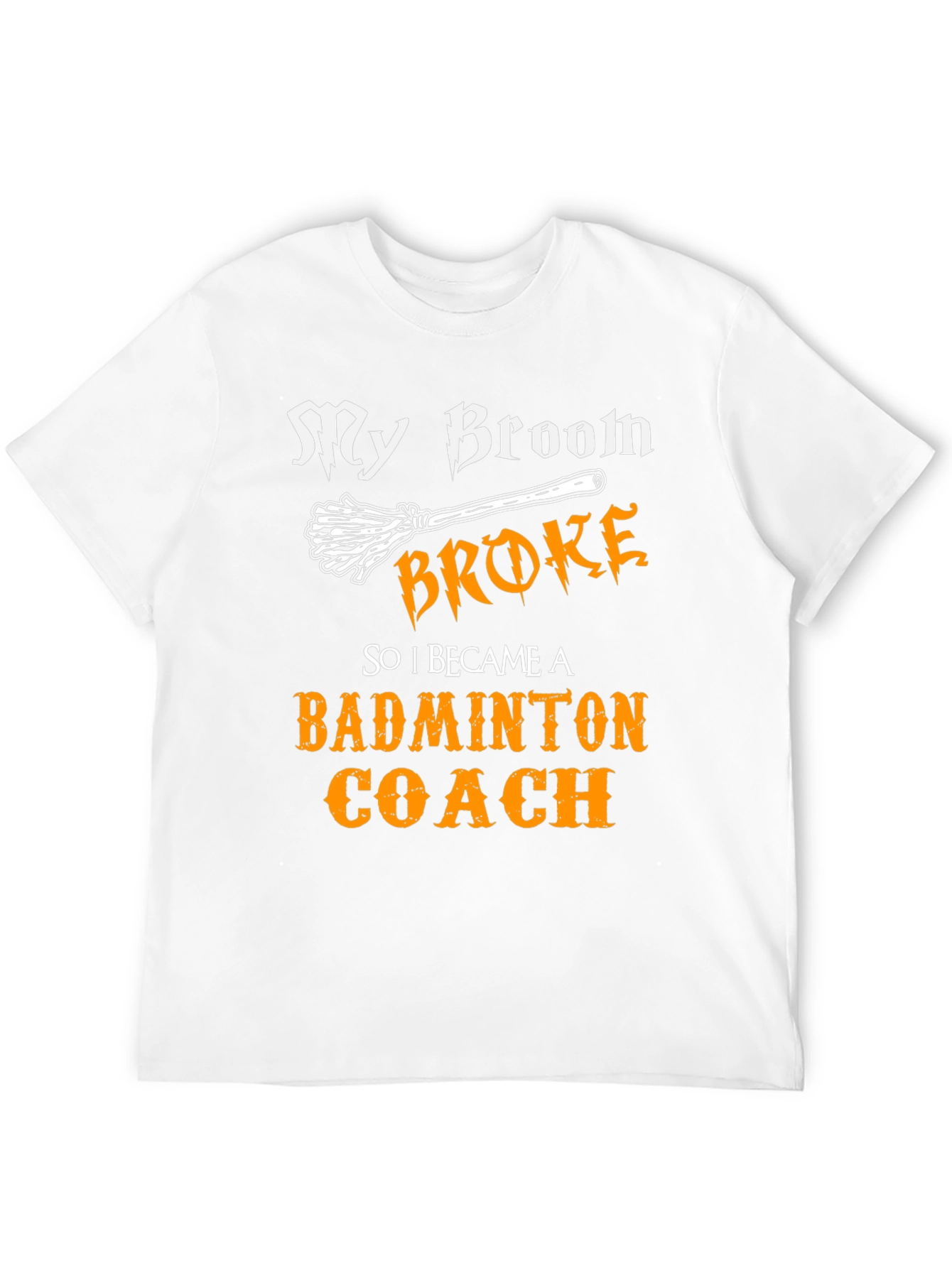 Black Funny Badminton Coach T-Shirt My Broom Broke view 12