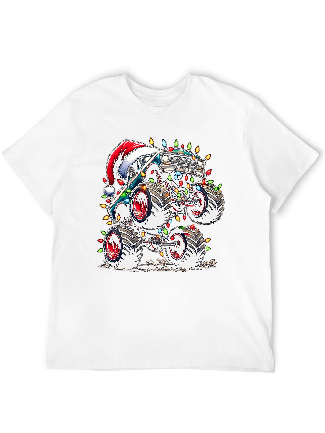 Black Festive Monster Truck Christmas T-Shirt view 12