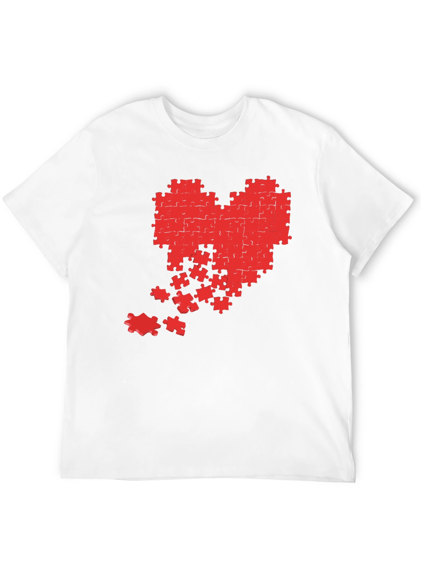 Black Puzzle Heart Graphic Tee - Black Cotton Casual Shirt view 12