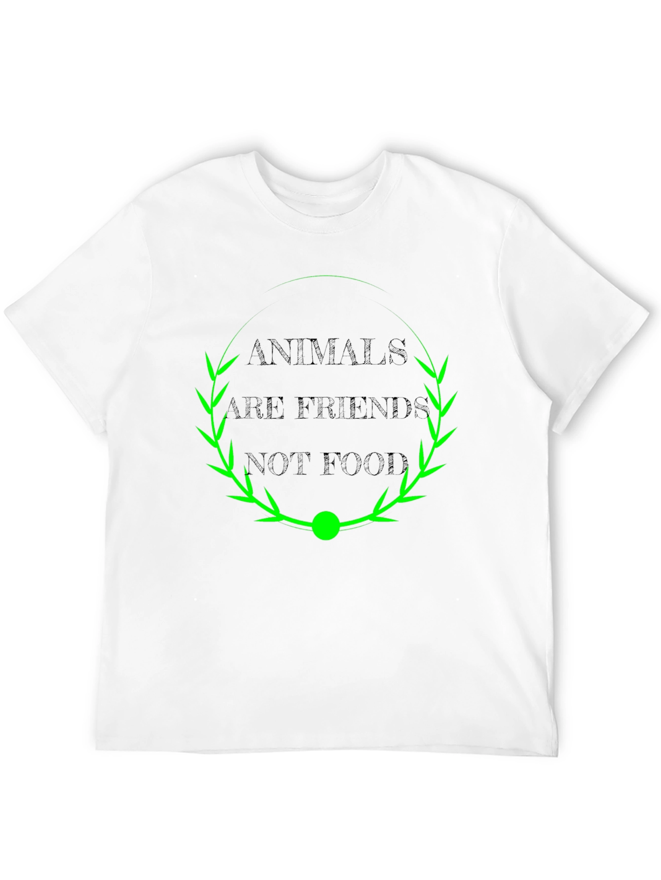 Black Vegan T-Shirt: Animals Are Friends Not Food Tee view 12