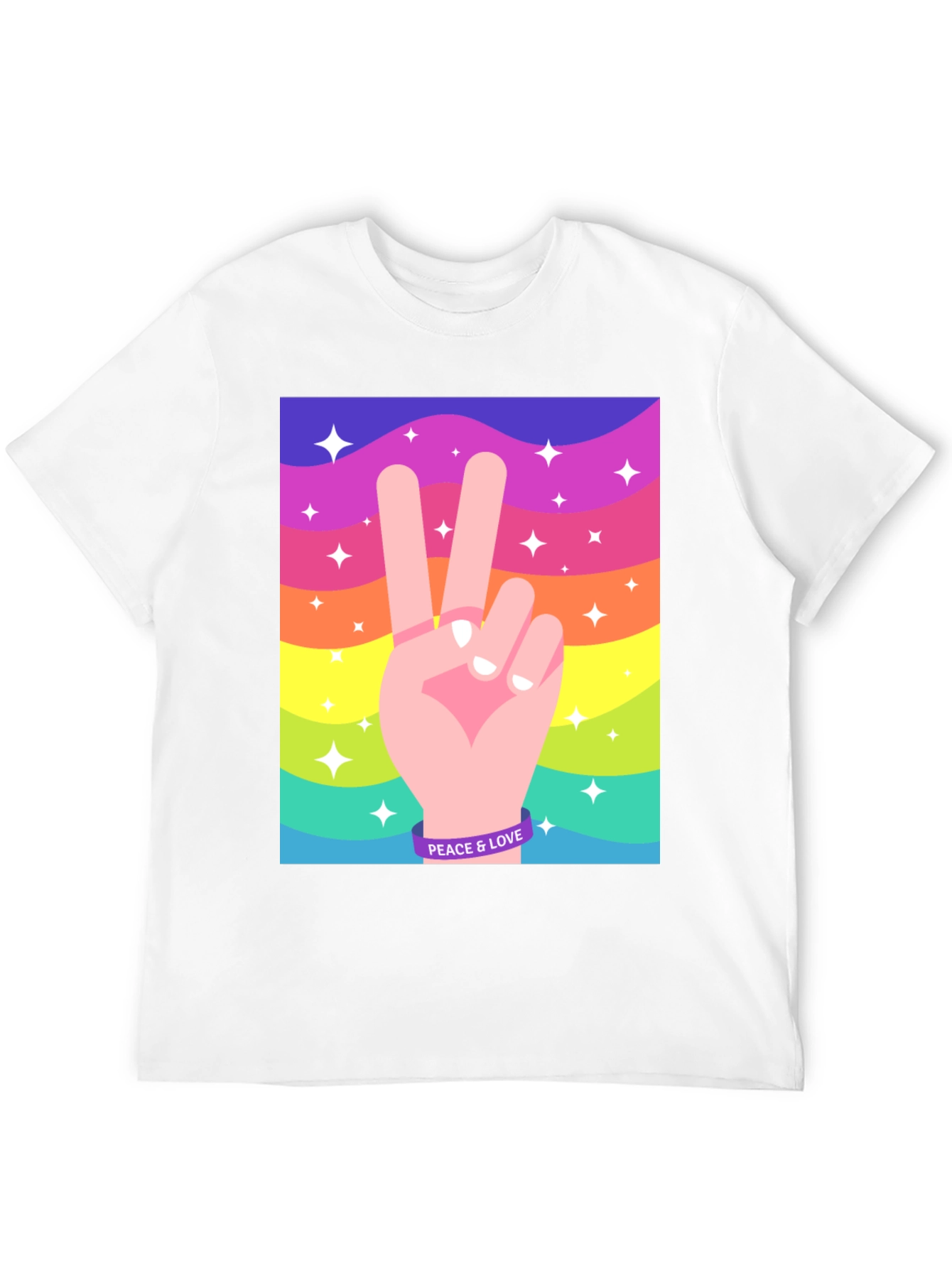 Peace and Love Graphic Tee - Retro Rainbow Design - 12