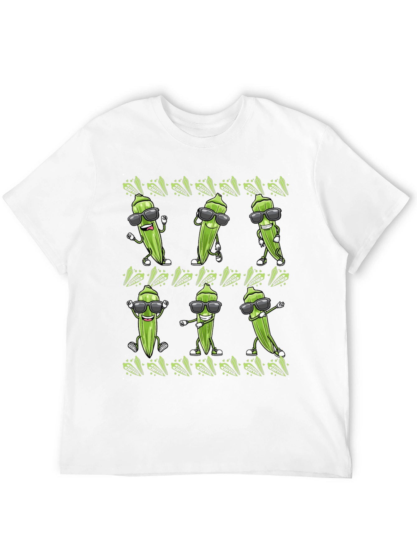 Black Cool Okra Pattern T-Shirt view 12