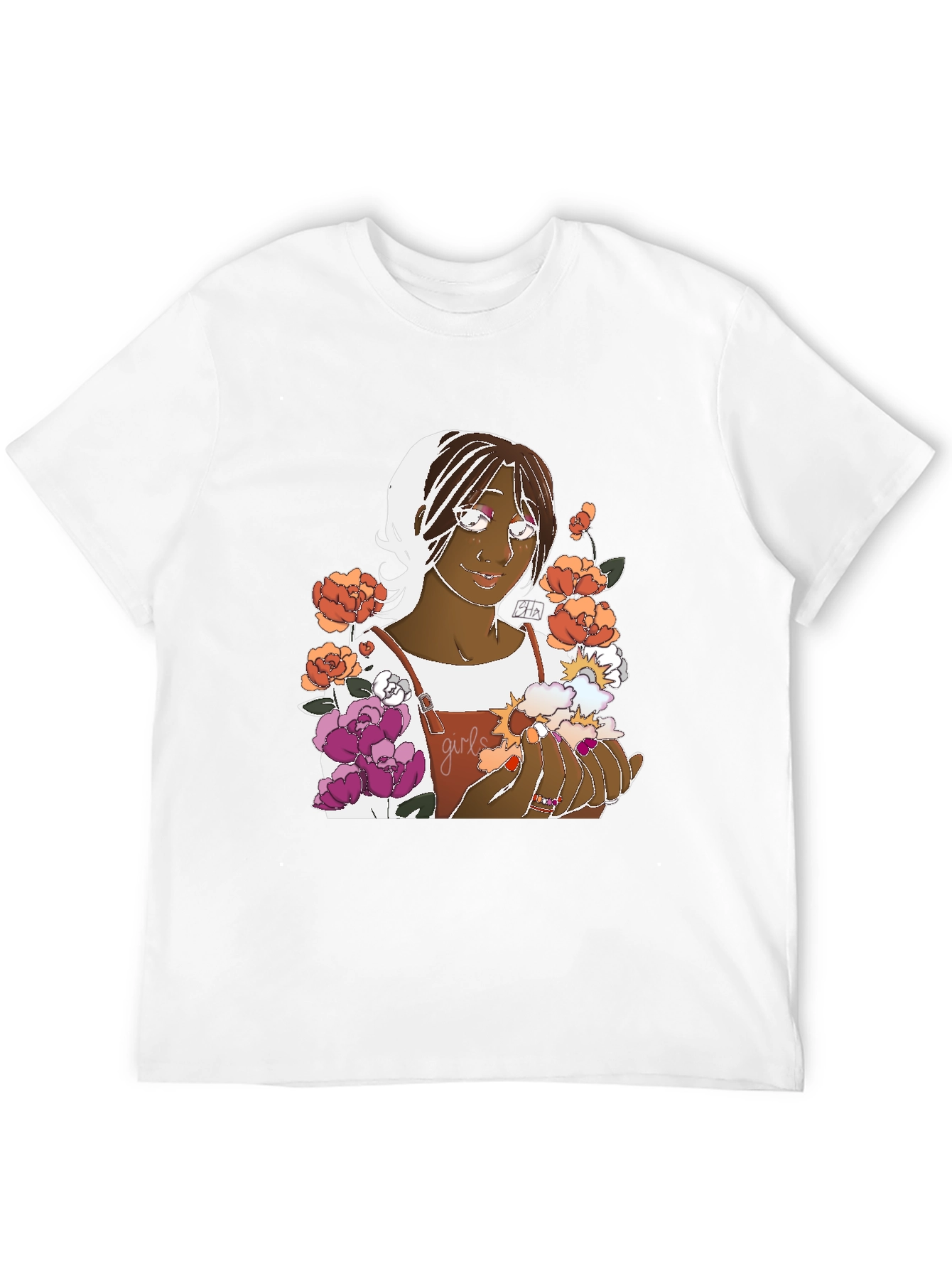 Black Floral Graphic Tee - Black Cotton Unisex view 12