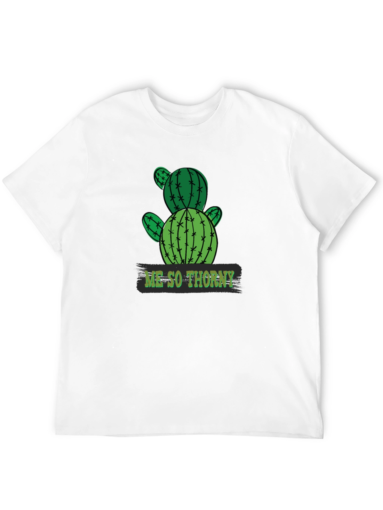 Black Me So Thorny Cactus Graphic Tee - Black Cotton T-Shirt view 12