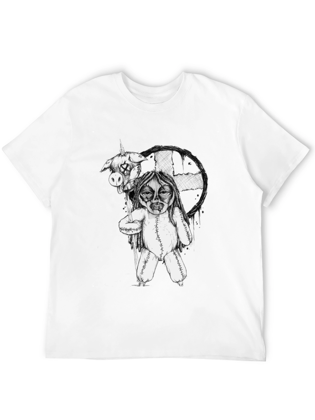 Black Creepy Doll Graphic Tee - Unique Horror Shirt view 12