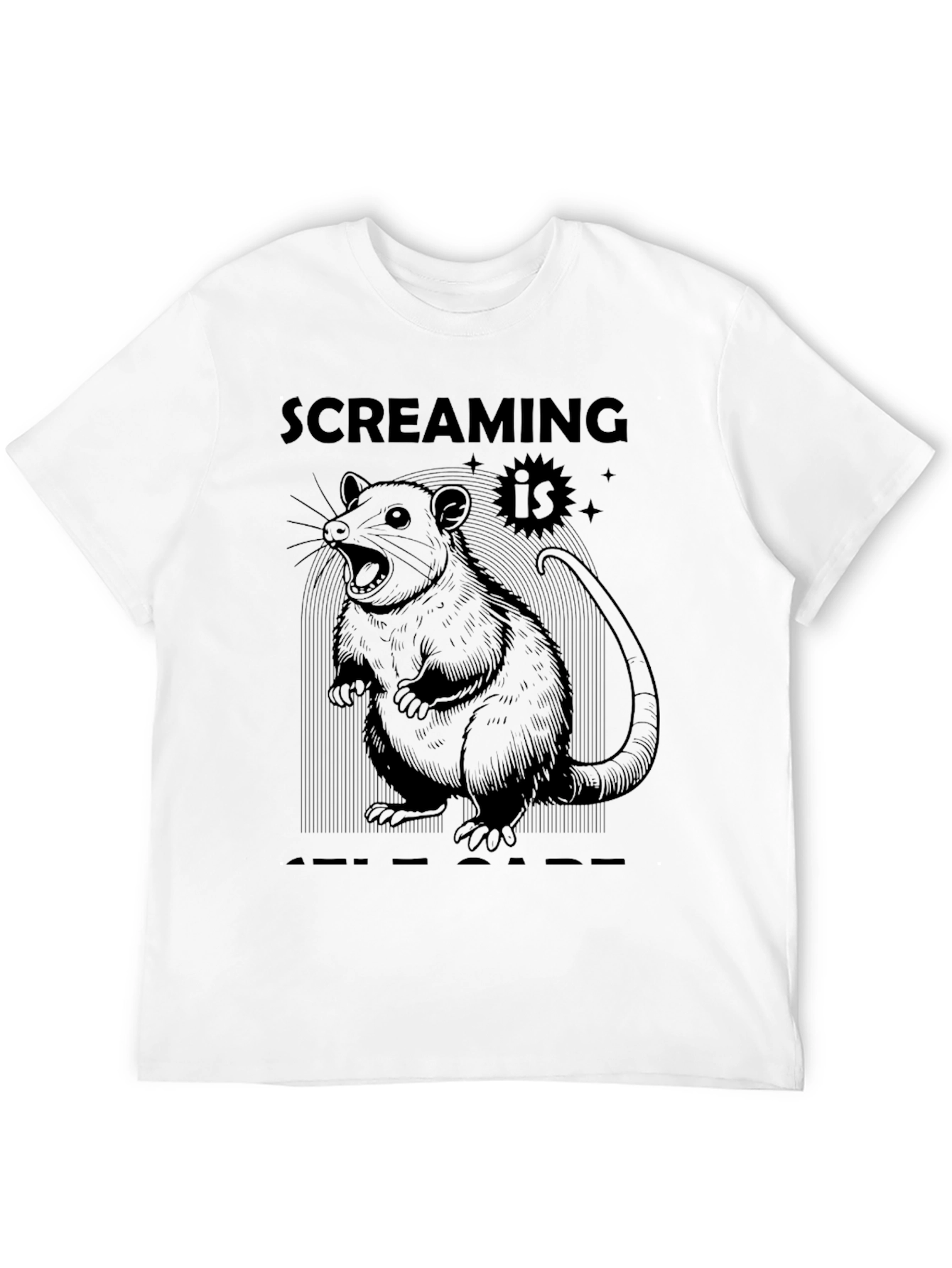 Black Screaming Is Self-Care Opossum Graphic Tee view 12
