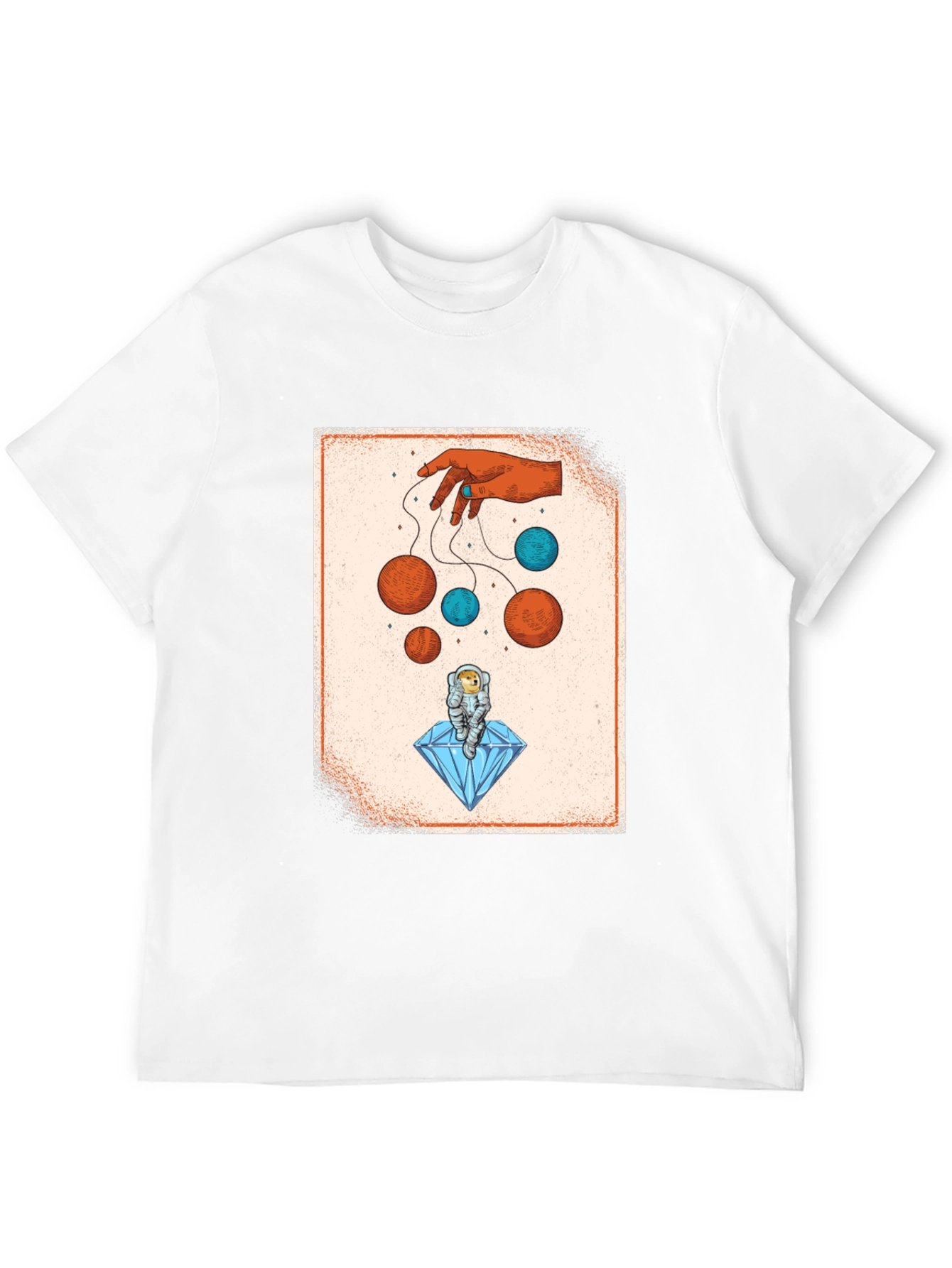 Black Astronaut on Diamond T-Shirt - Cosmic Puppet Master Design view 12