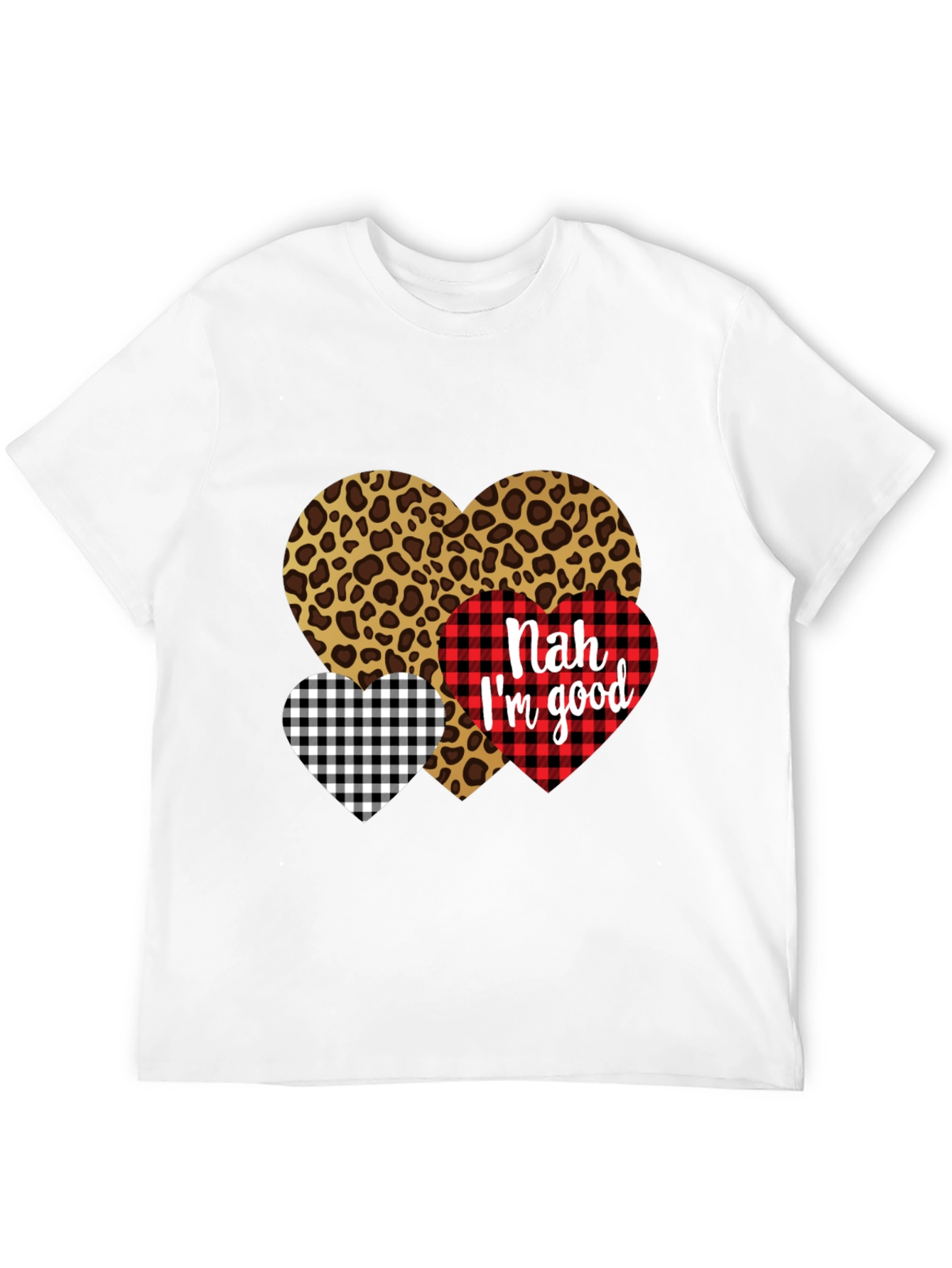 Black Nah I'm Good Heart Print Black T-Shirt view 12