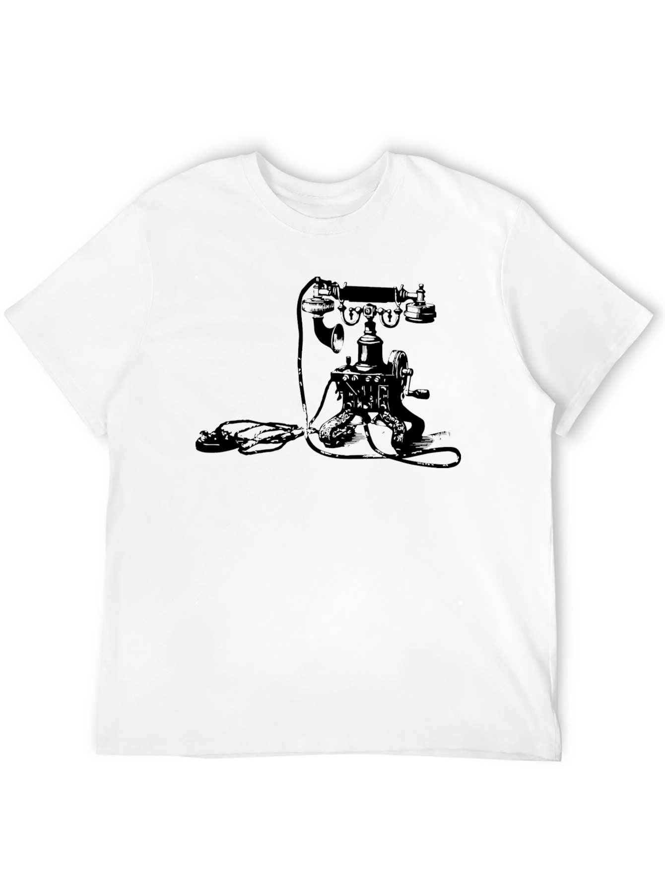 Black Vintage Telephone Graphic T-Shirt view 12