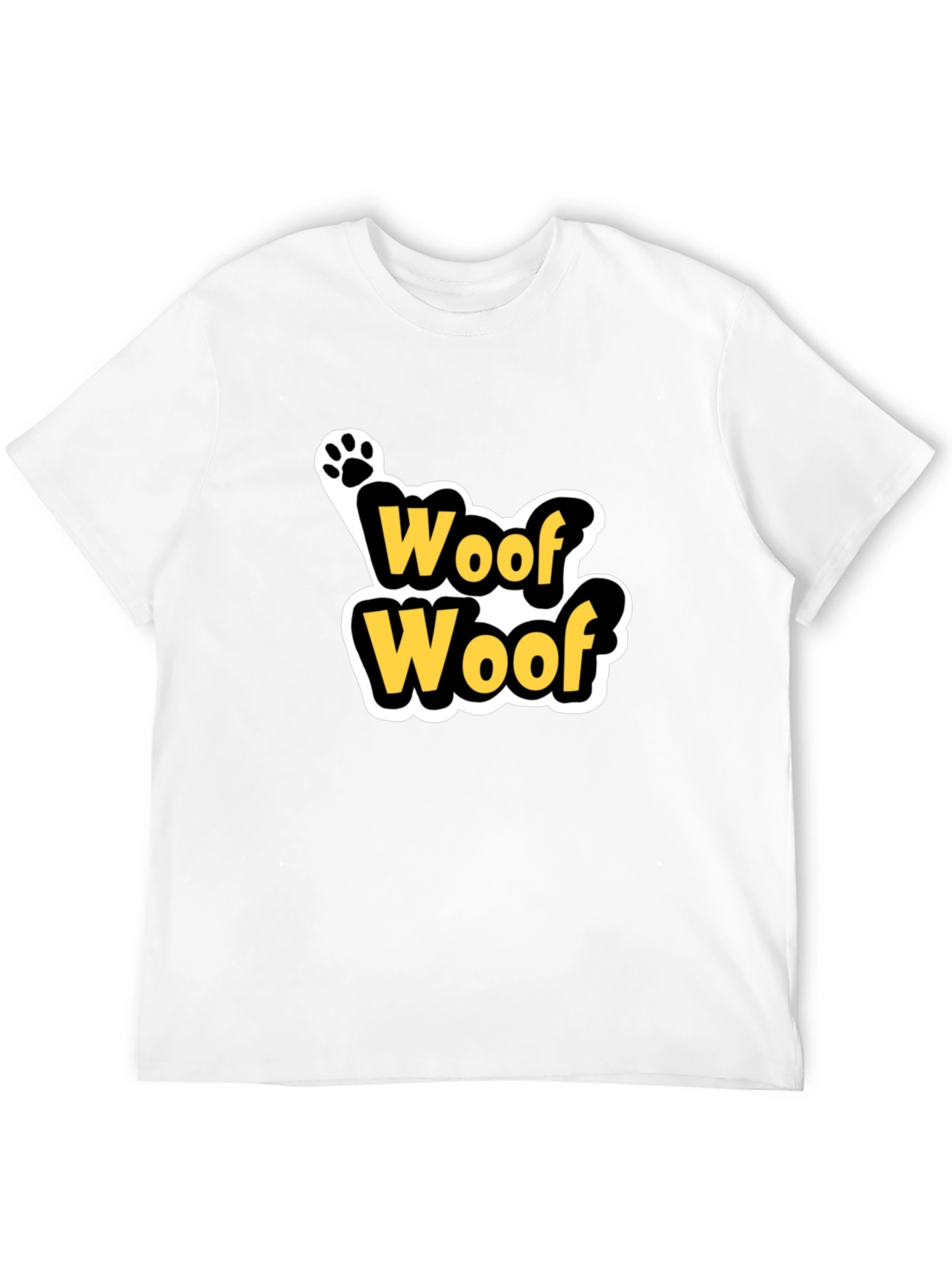 Black Woof Woof Dog Paw Print T-Shirt - Black view 12