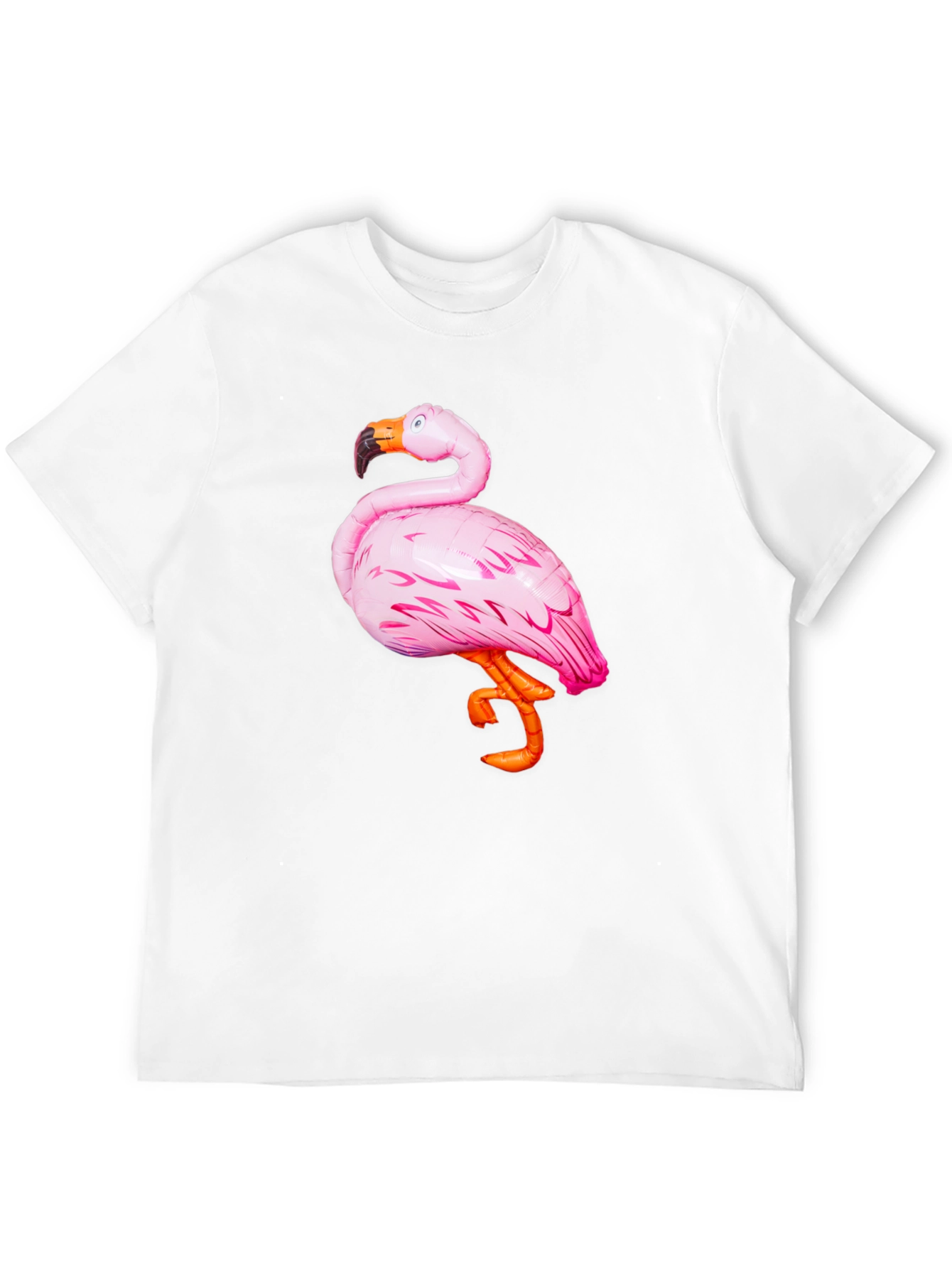 Black Men's Black T-Shirt with Pink Flamingo Graphic view 12