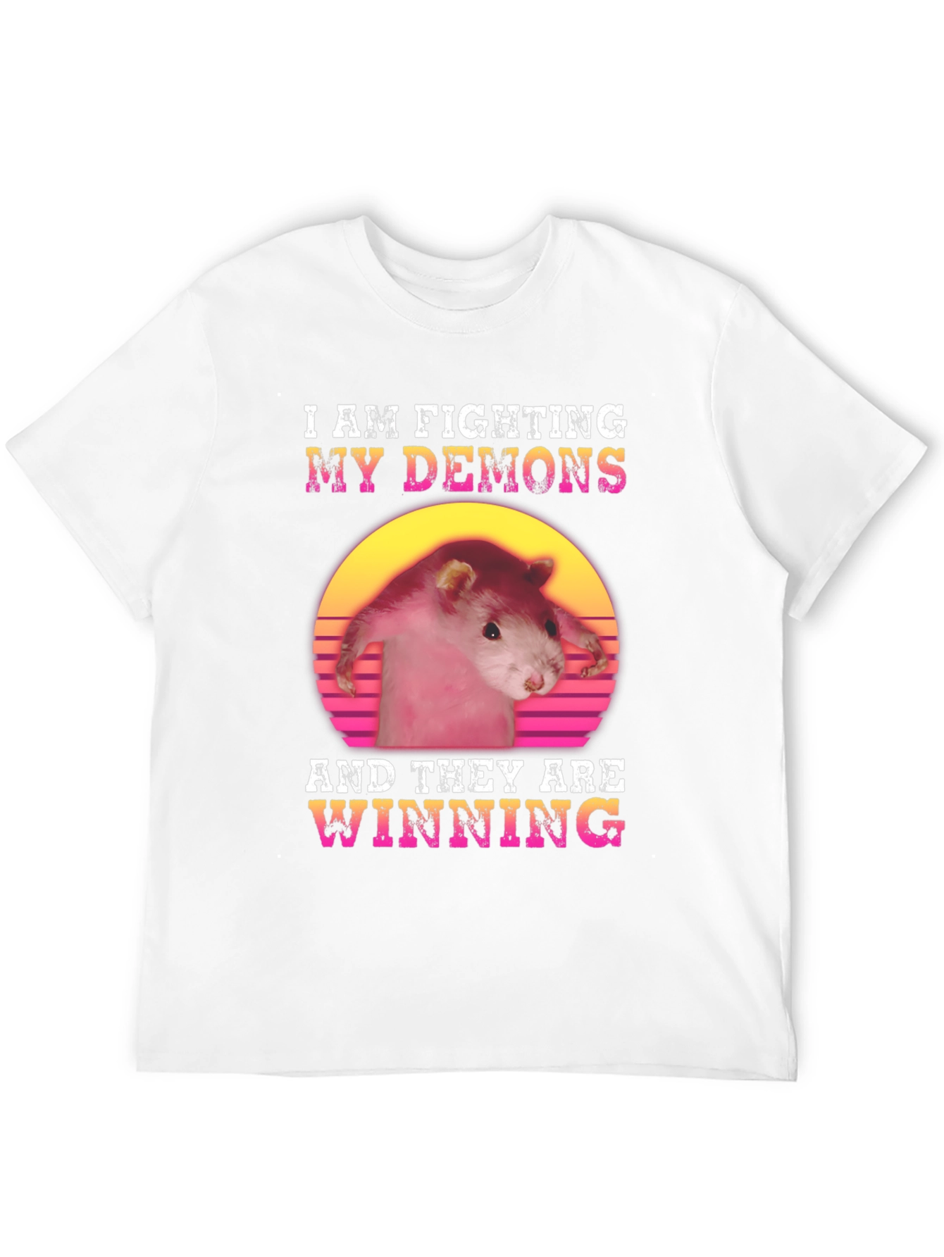 Black Fighting My Demons Rat Graphic Tee view 12