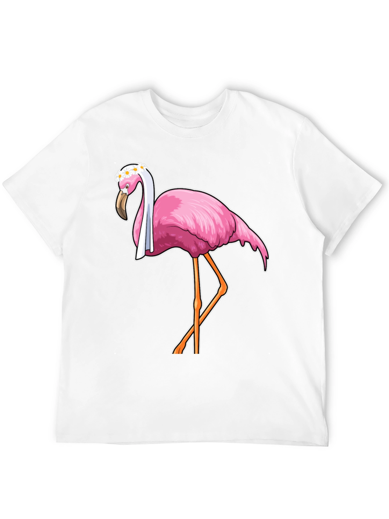 Black Funny Flamingo T-Shirt with Floral Crown view 12