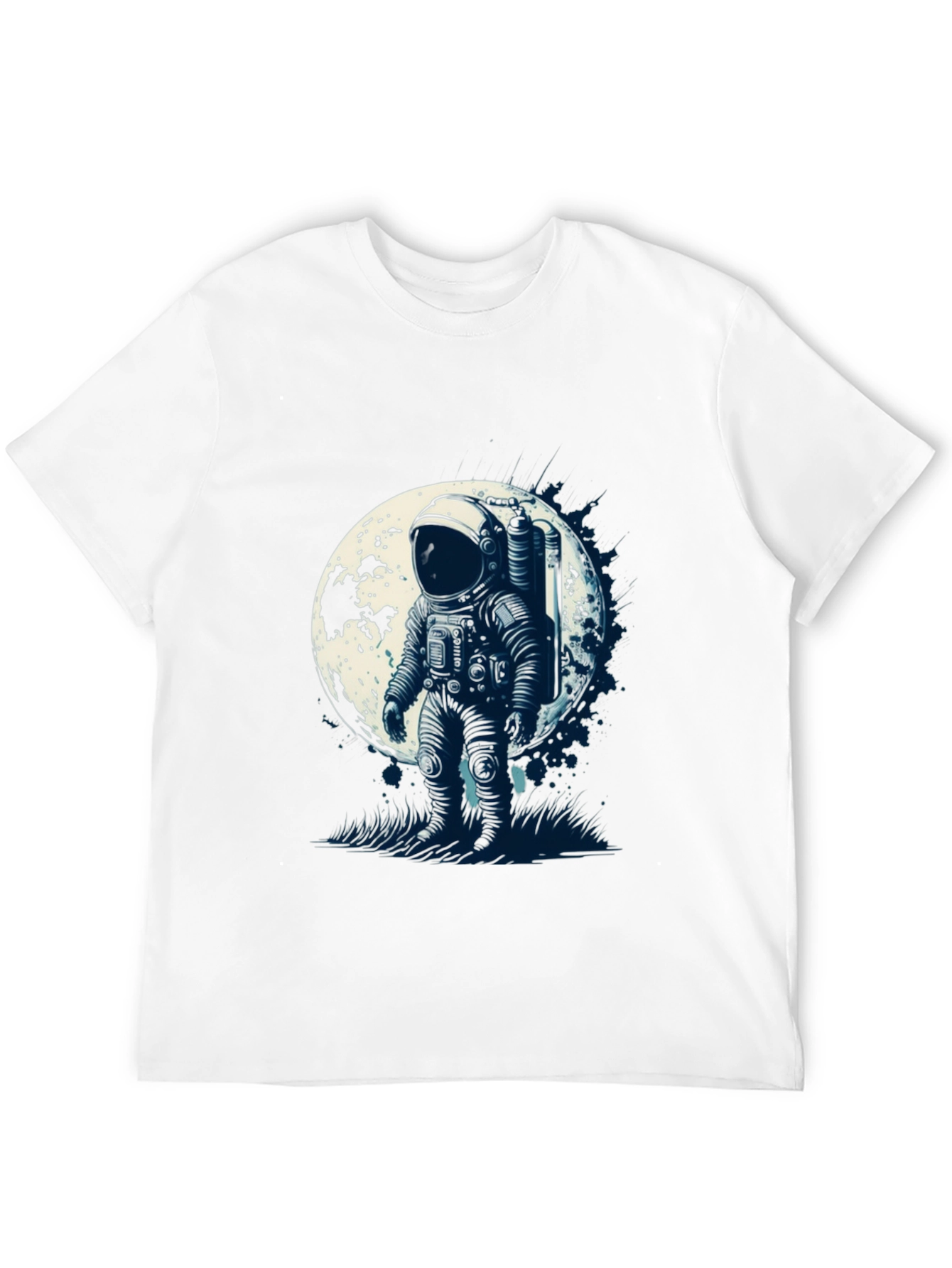 Black Astronaut Moon Graphic Tee - Black Cotton view 12