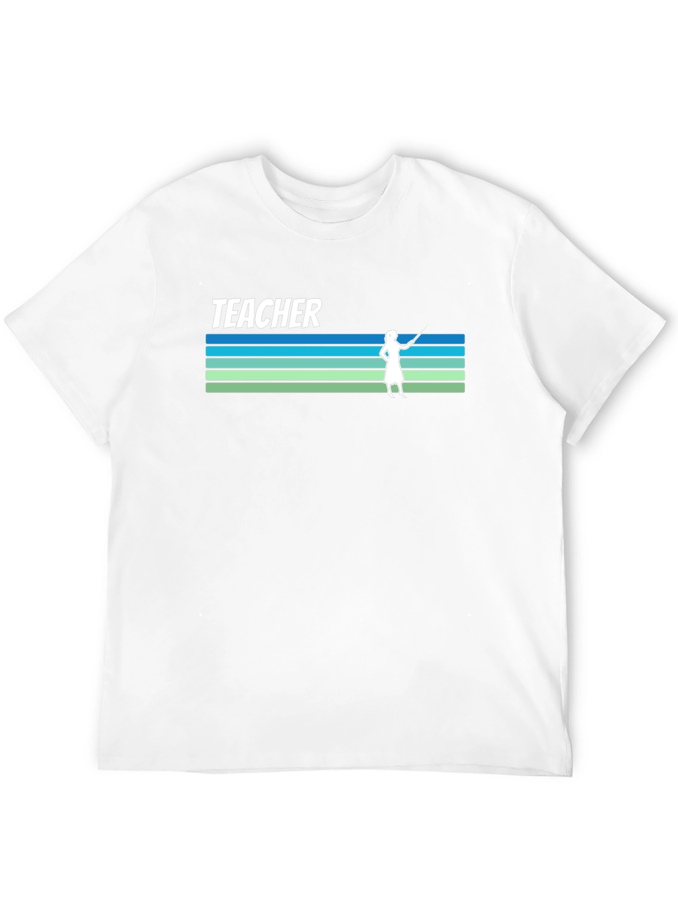 Black Teacher Retro Striped Graphic T-Shirt view 12