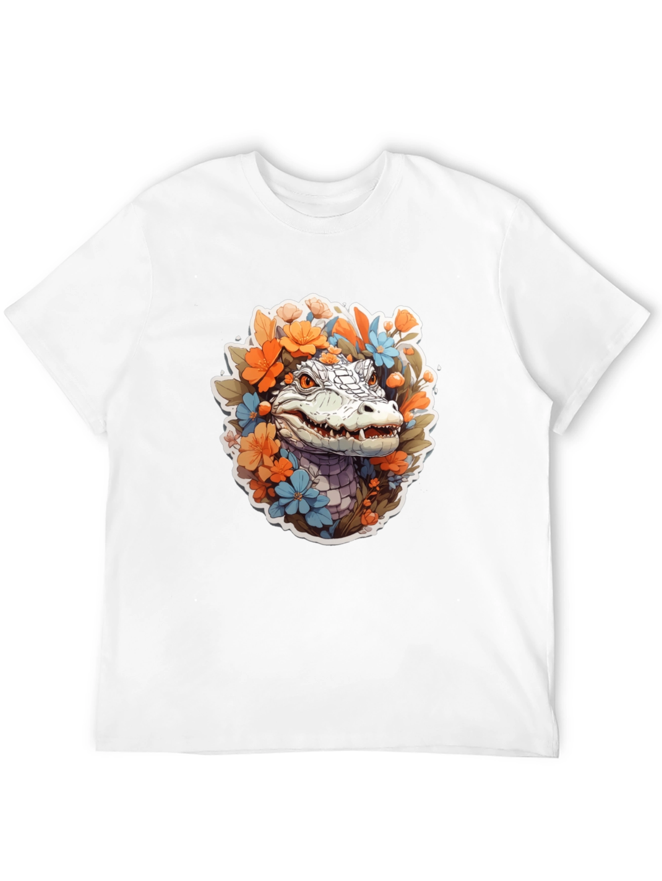 Black Floral Crocodile Graphic Tee view 12