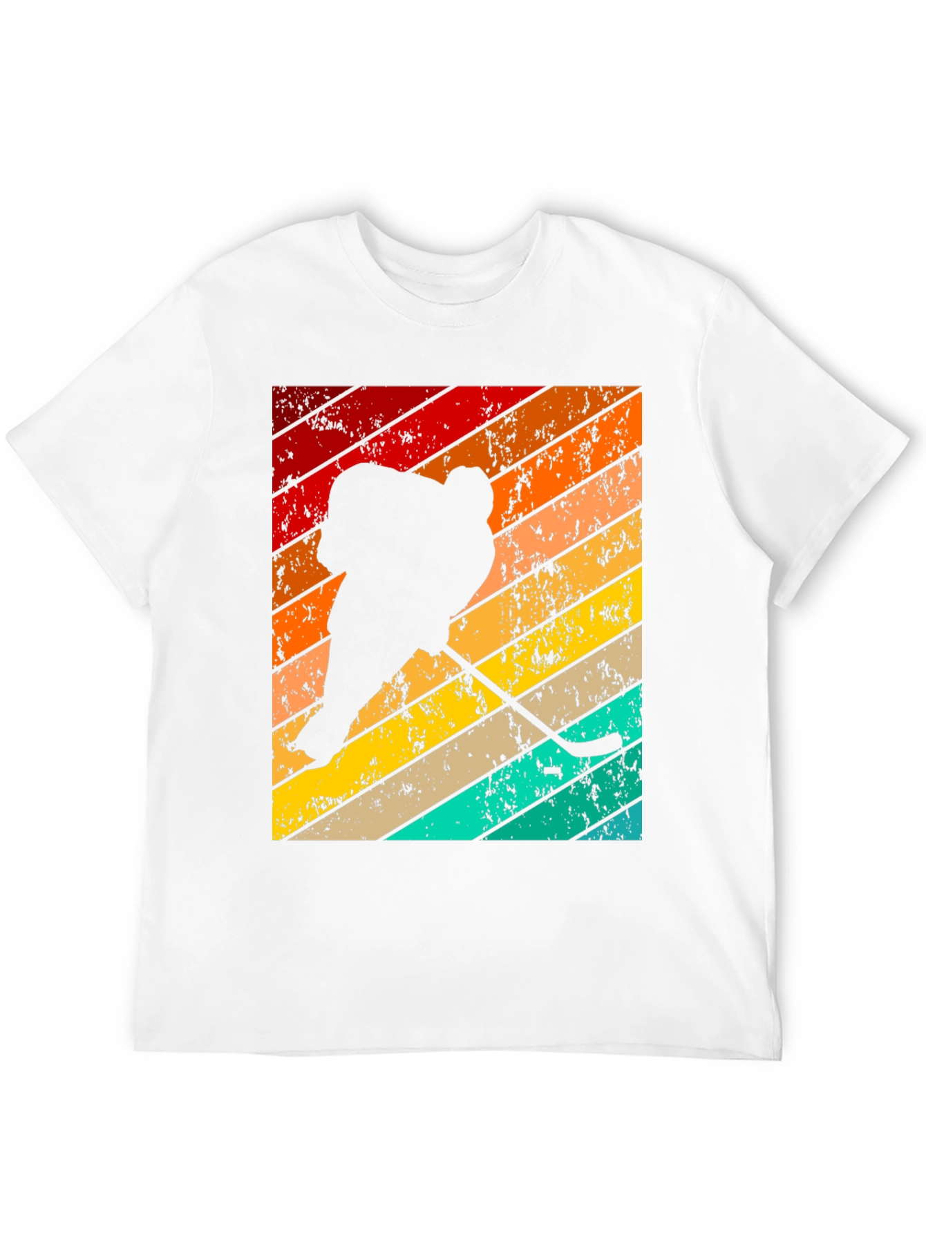 Black Retro Hockey Player T-Shirt view 12