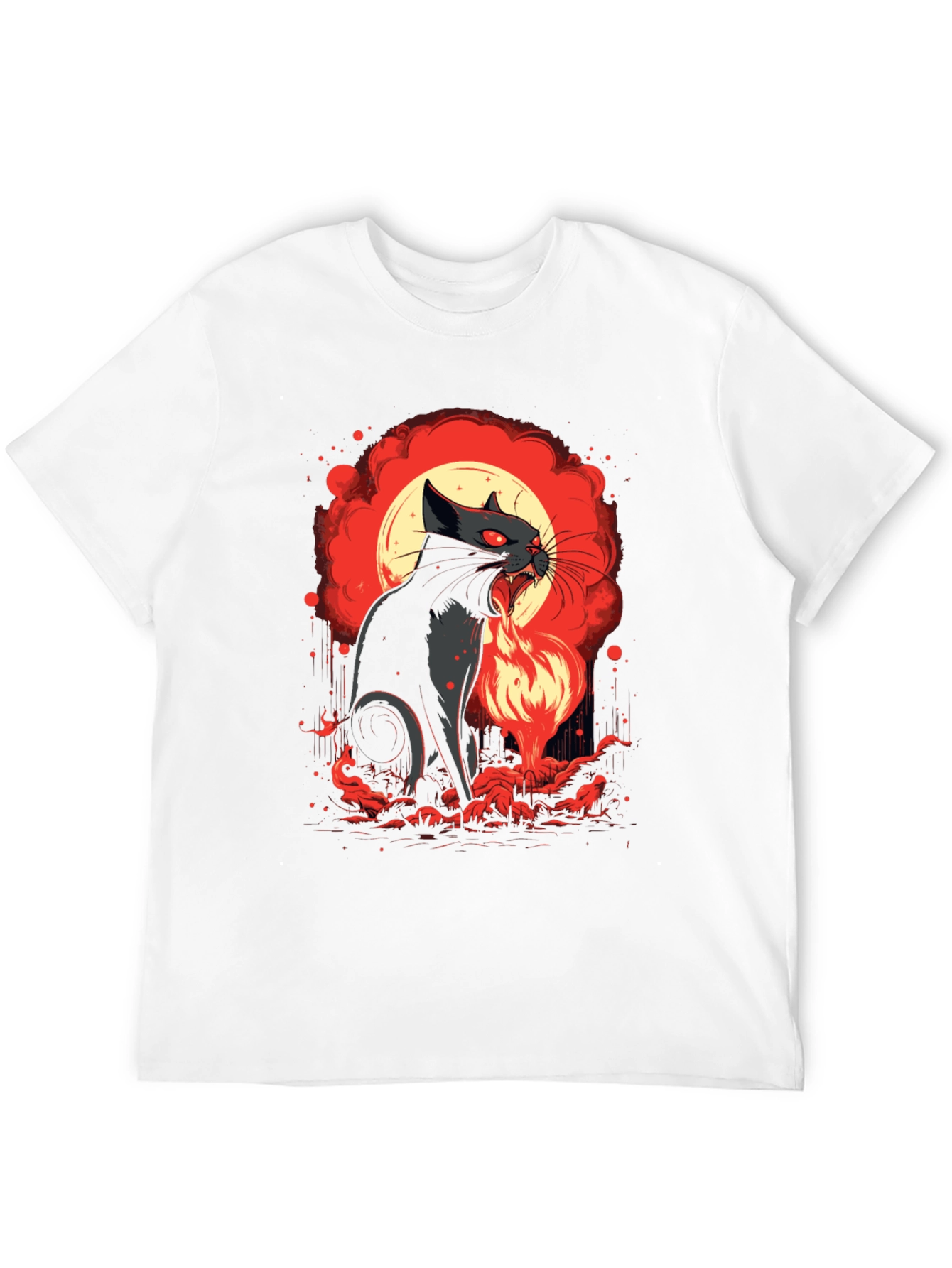 Black Fiery Feline T-Shirt - Black Cat Design view 12