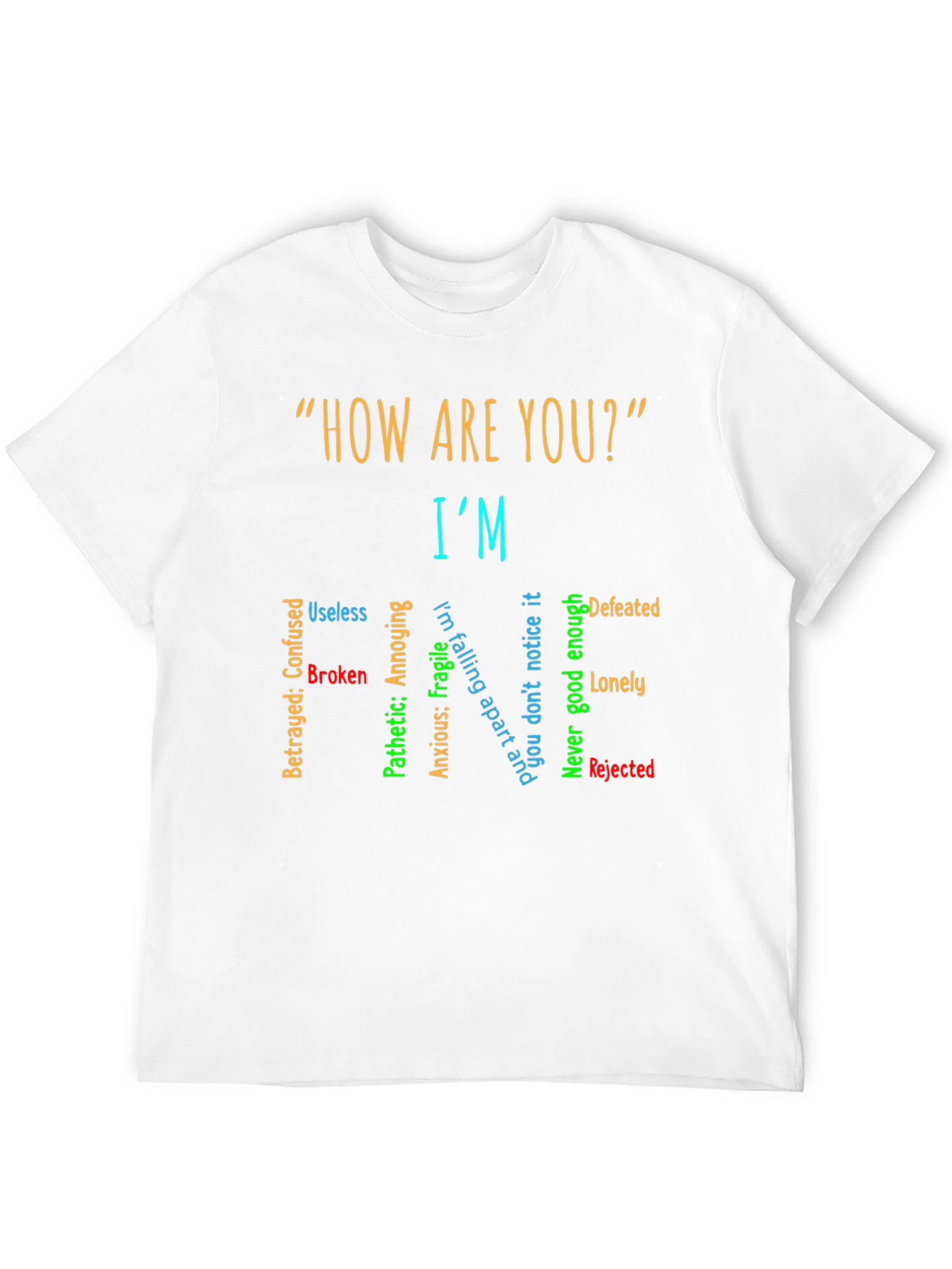 Black I'm Fine T-Shirt: Emotionally Honest Tee view 12