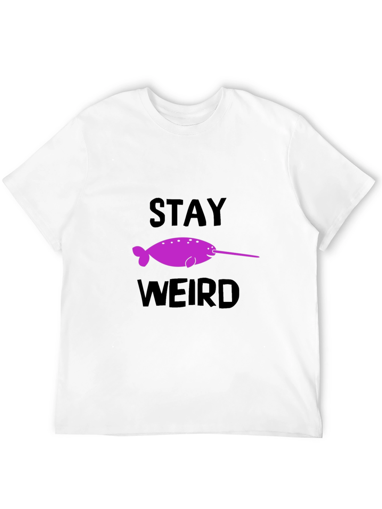 Black Stay Weird Narwhal Graphic T-Shirt view 12