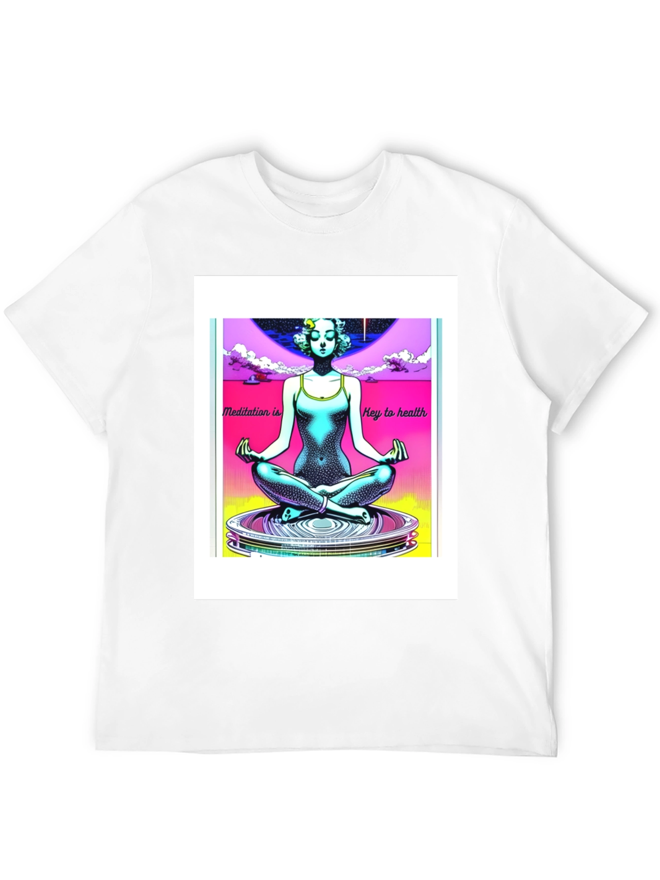 Black Meditation Key to Health Black T-Shirt view 12