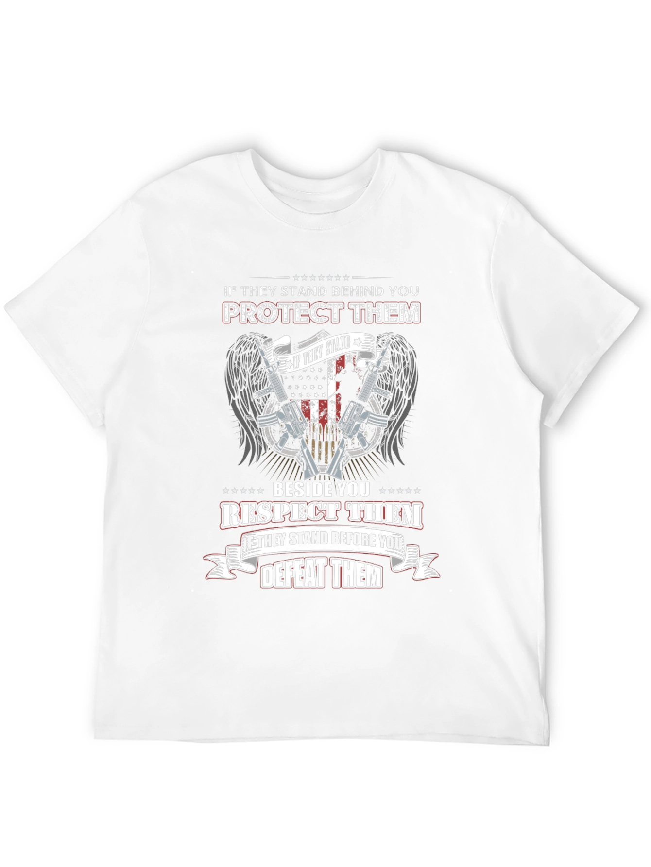 Black Patriotic "Protect/Respect/Defeat" Graphic T-Shirt view 12