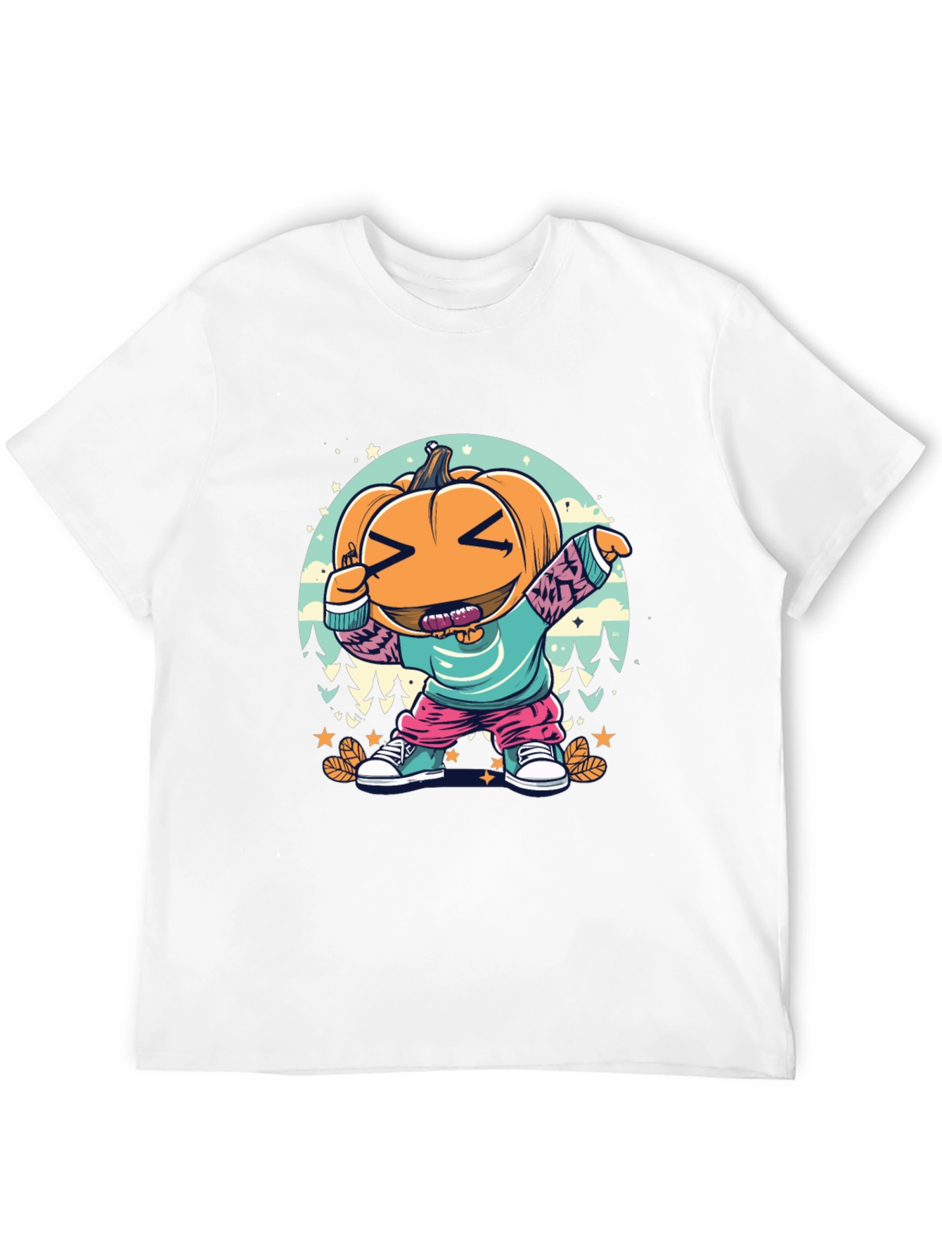 Black Dabbing Pumpkin Cartoon T-Shirt - Halloween Style view 12