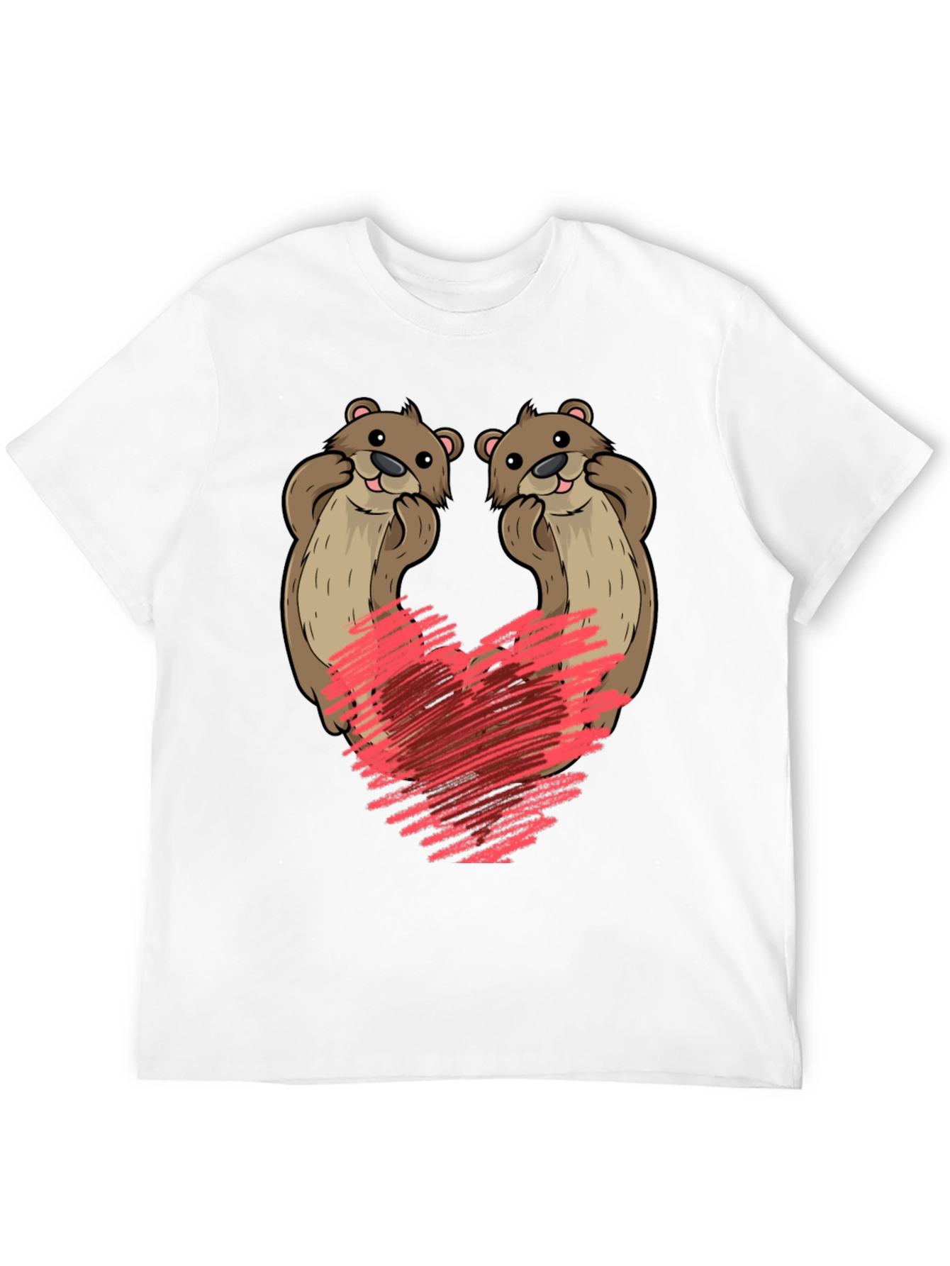 Black Cute Otter Heart T-Shirt view 12