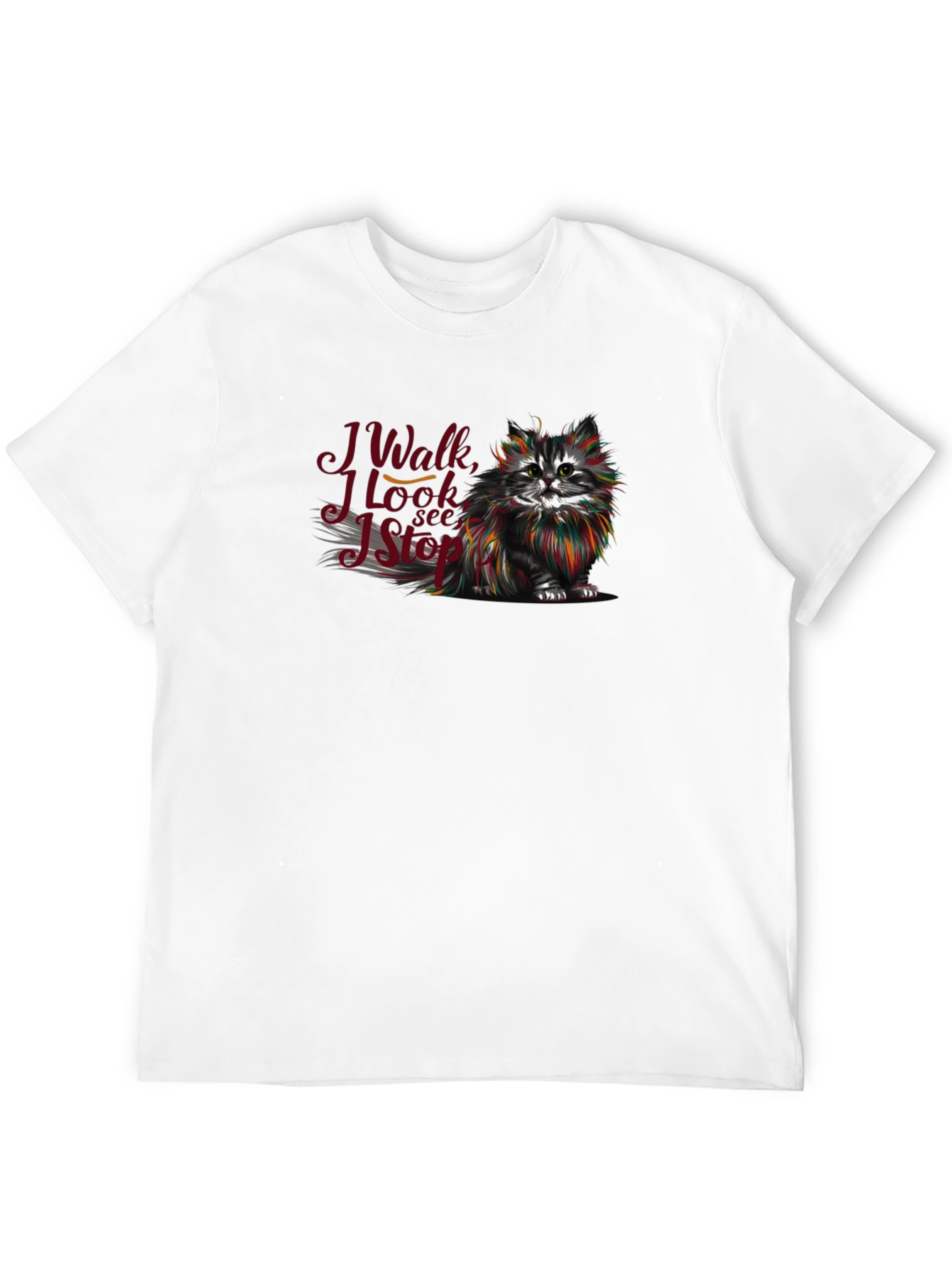 Black Cat Lover T-Shirt - I Walk I Look I See I Stop view 12