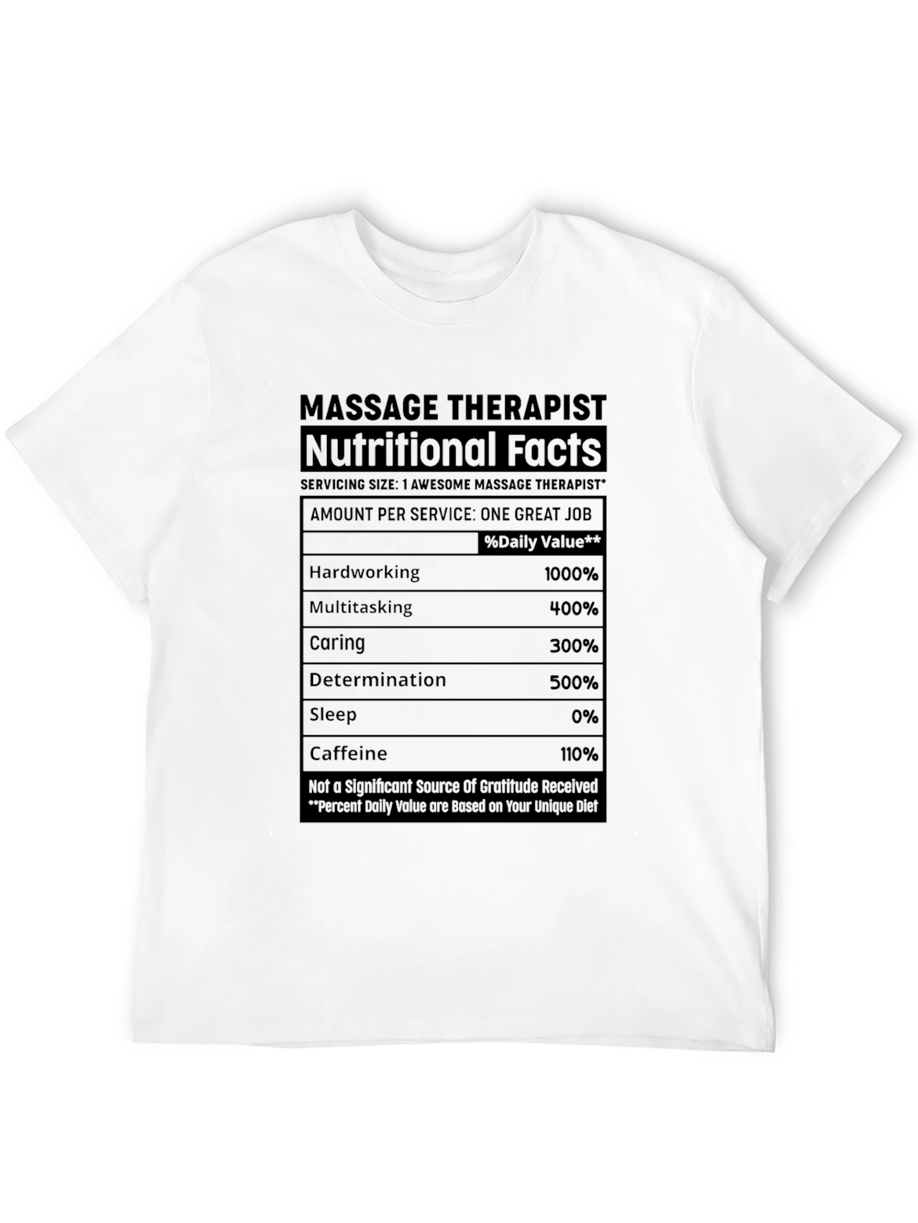 Black Massage Therapist Nutritional Facts T-Shirt view 12