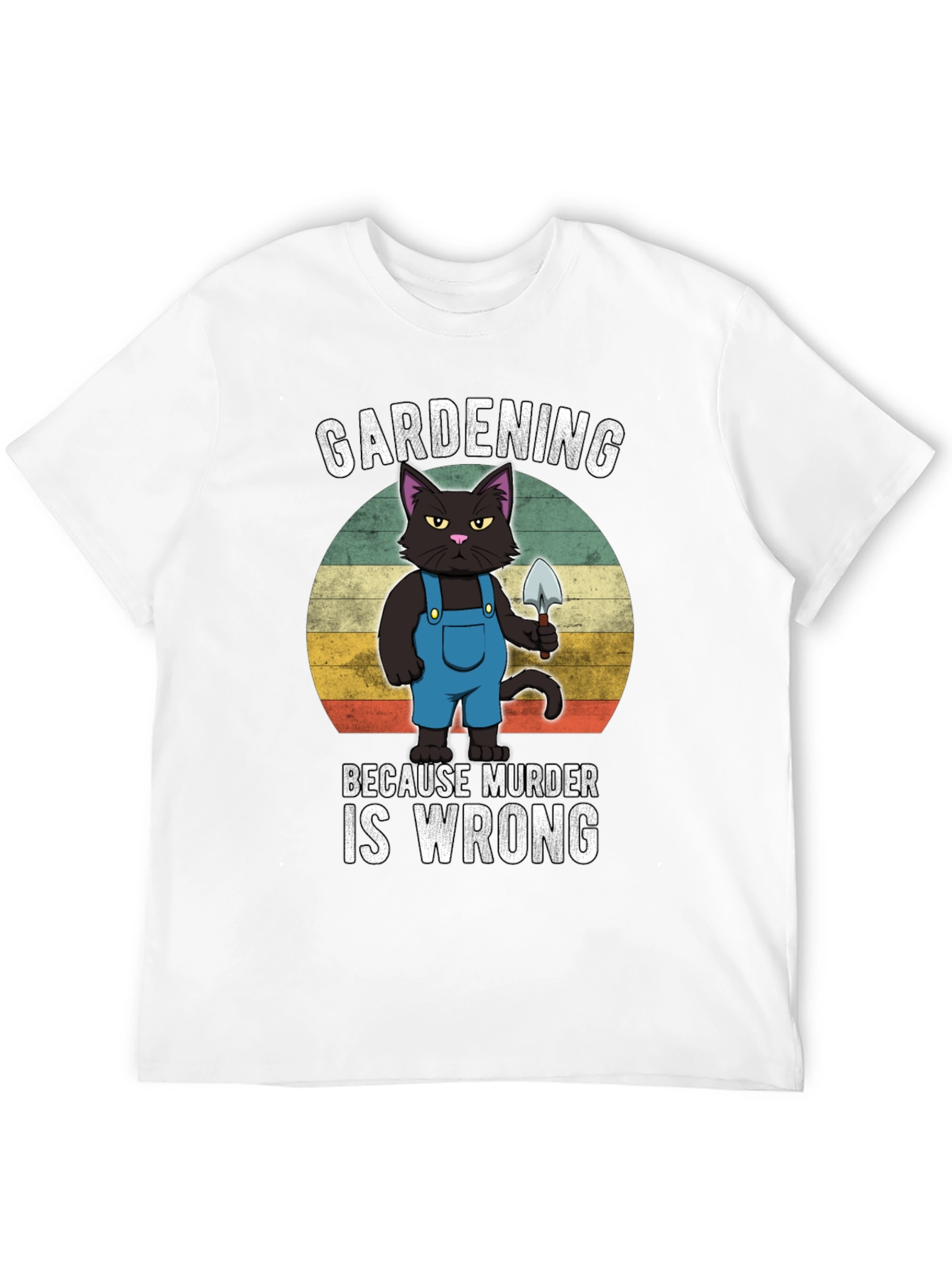 Black Gardening Cat T-Shirt - Murder Is Wrong view 12