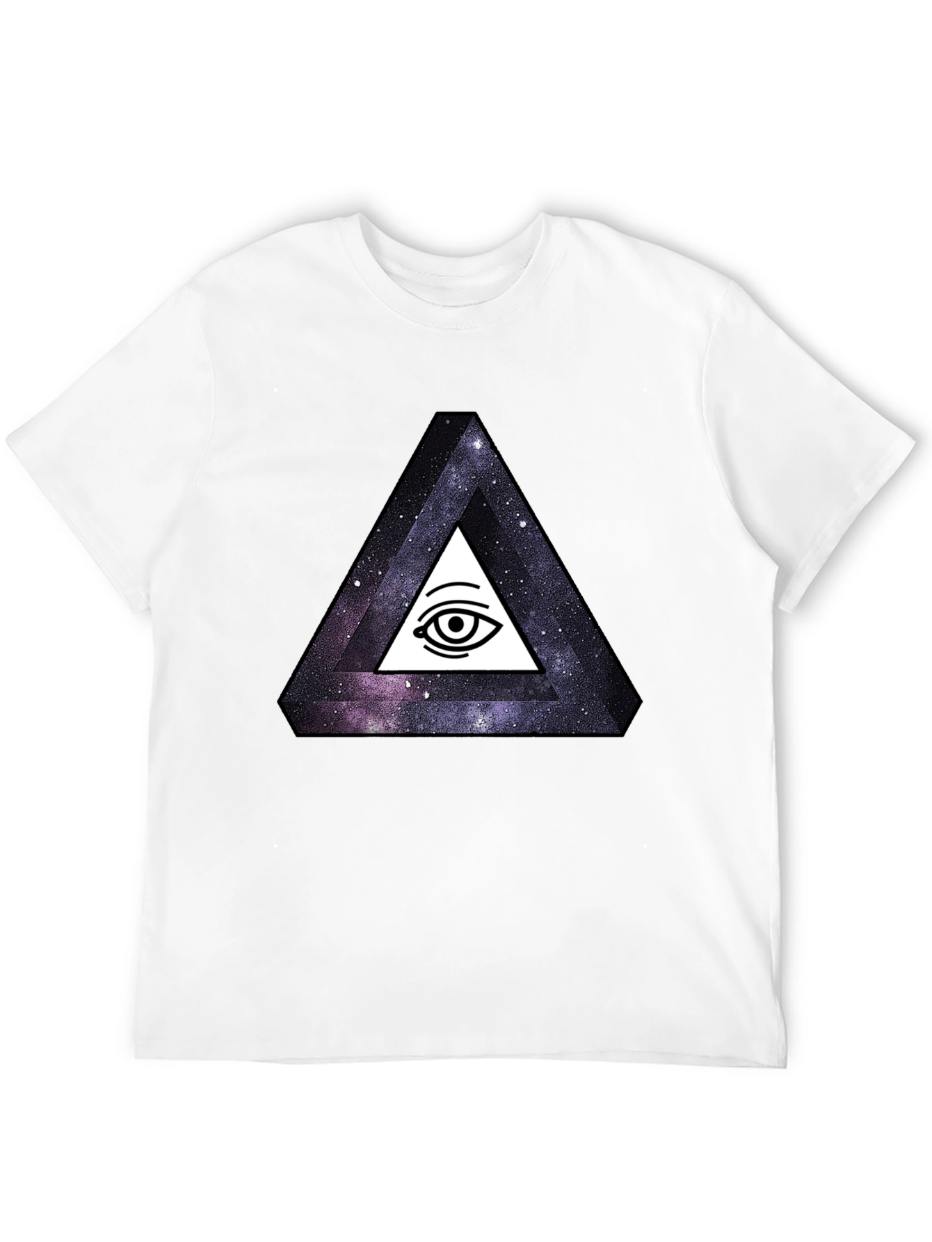 Black Illuminati Galaxy Triangle Black T-Shirt view 12